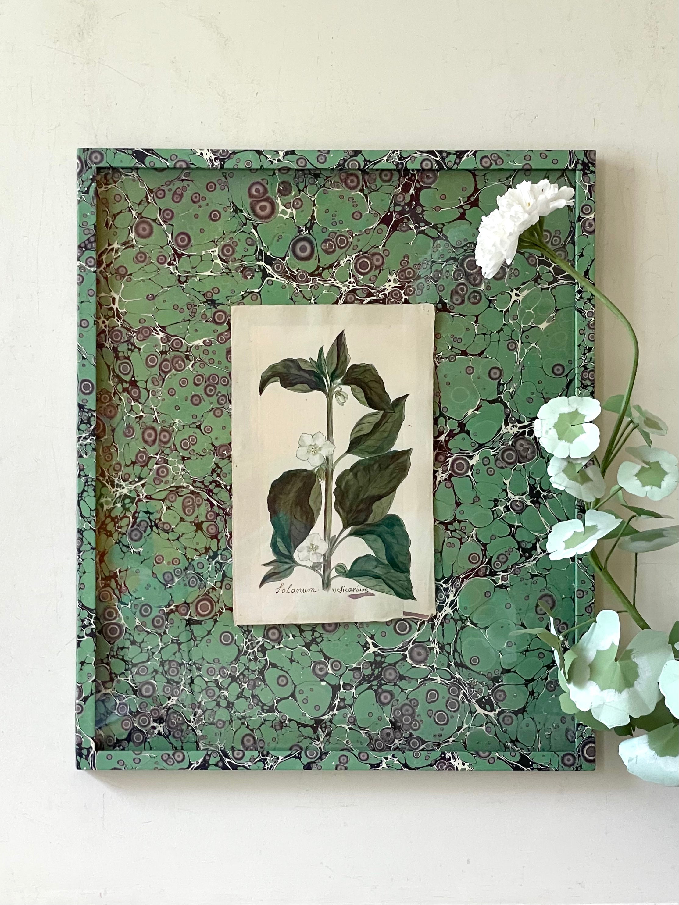 Large Green Marbled 19th Century Botanicals