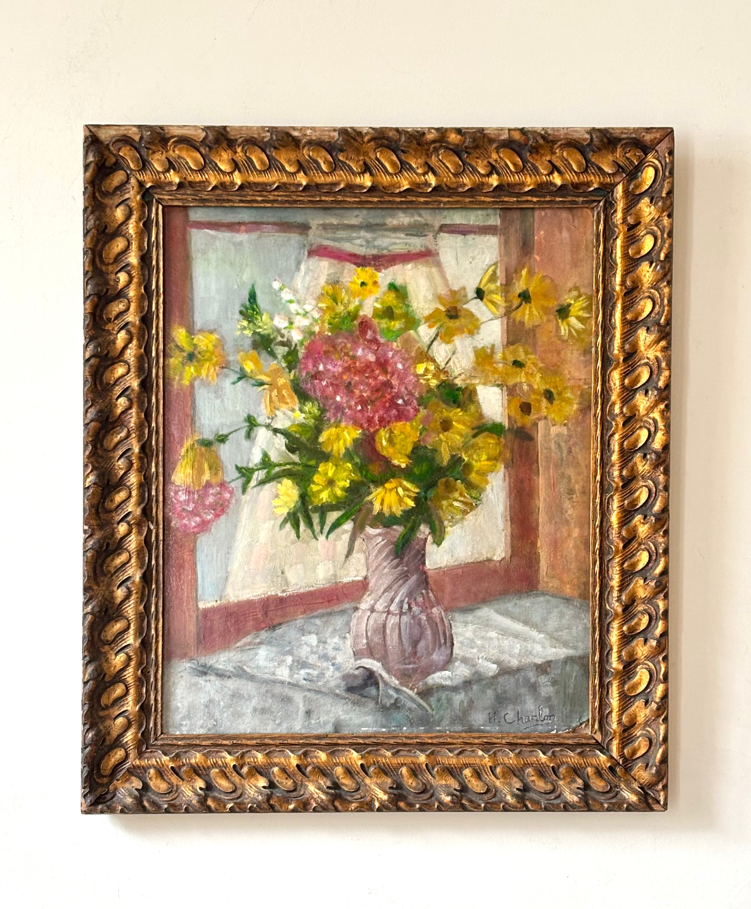 Yellow Flowers on a Blue Tablecloth