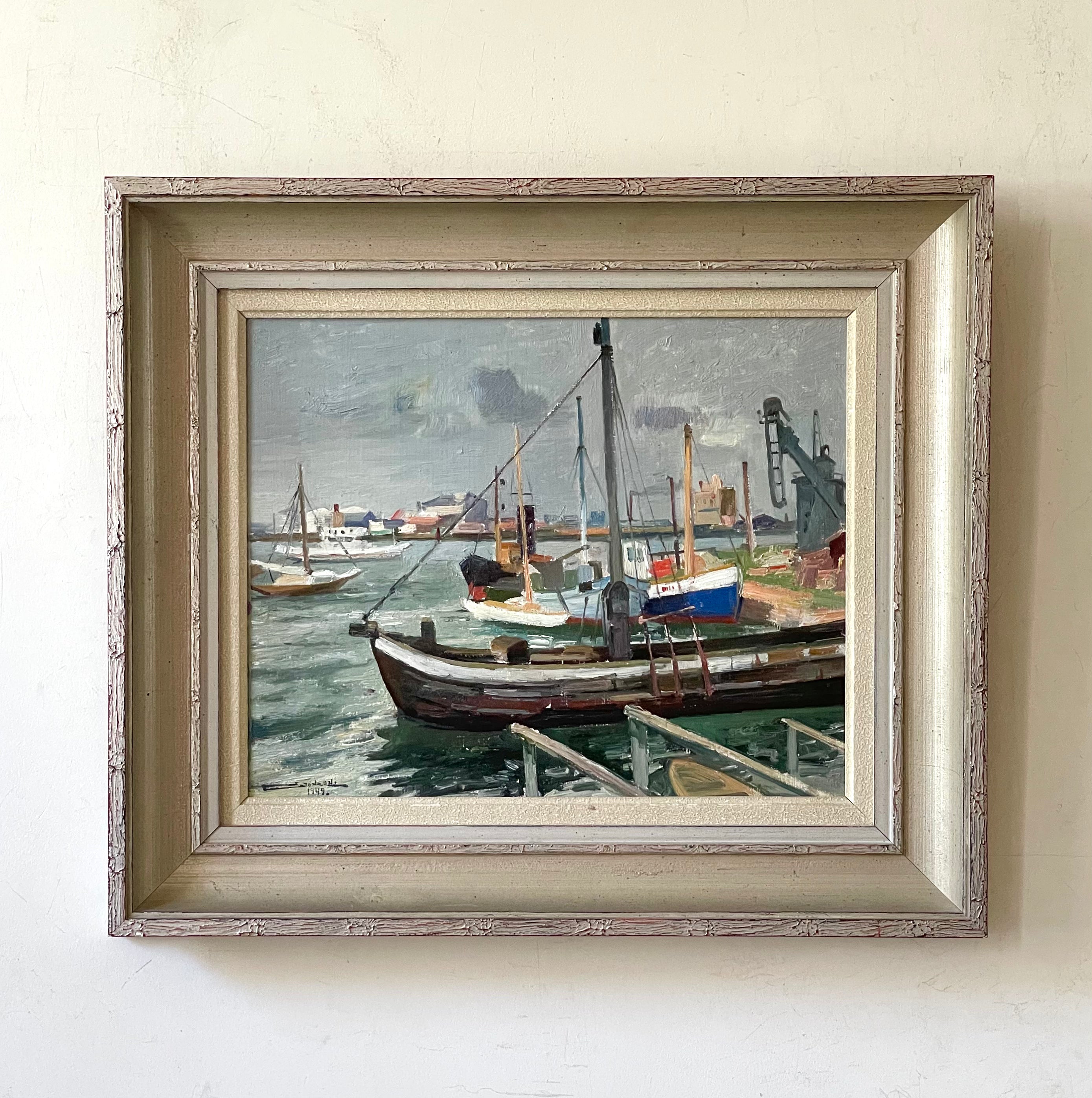 Brown Boat in Harbour