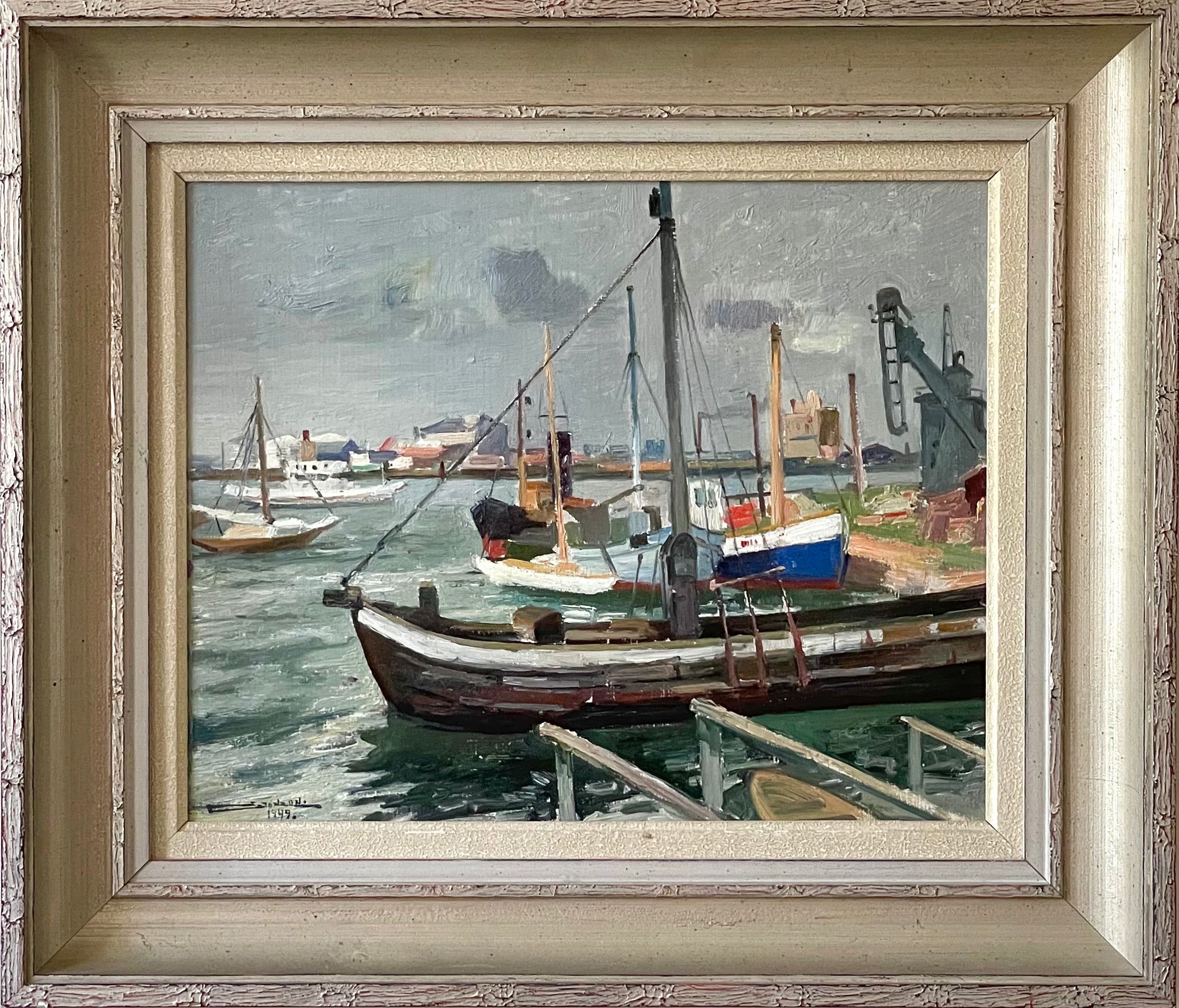 Brown Boat in Harbour
