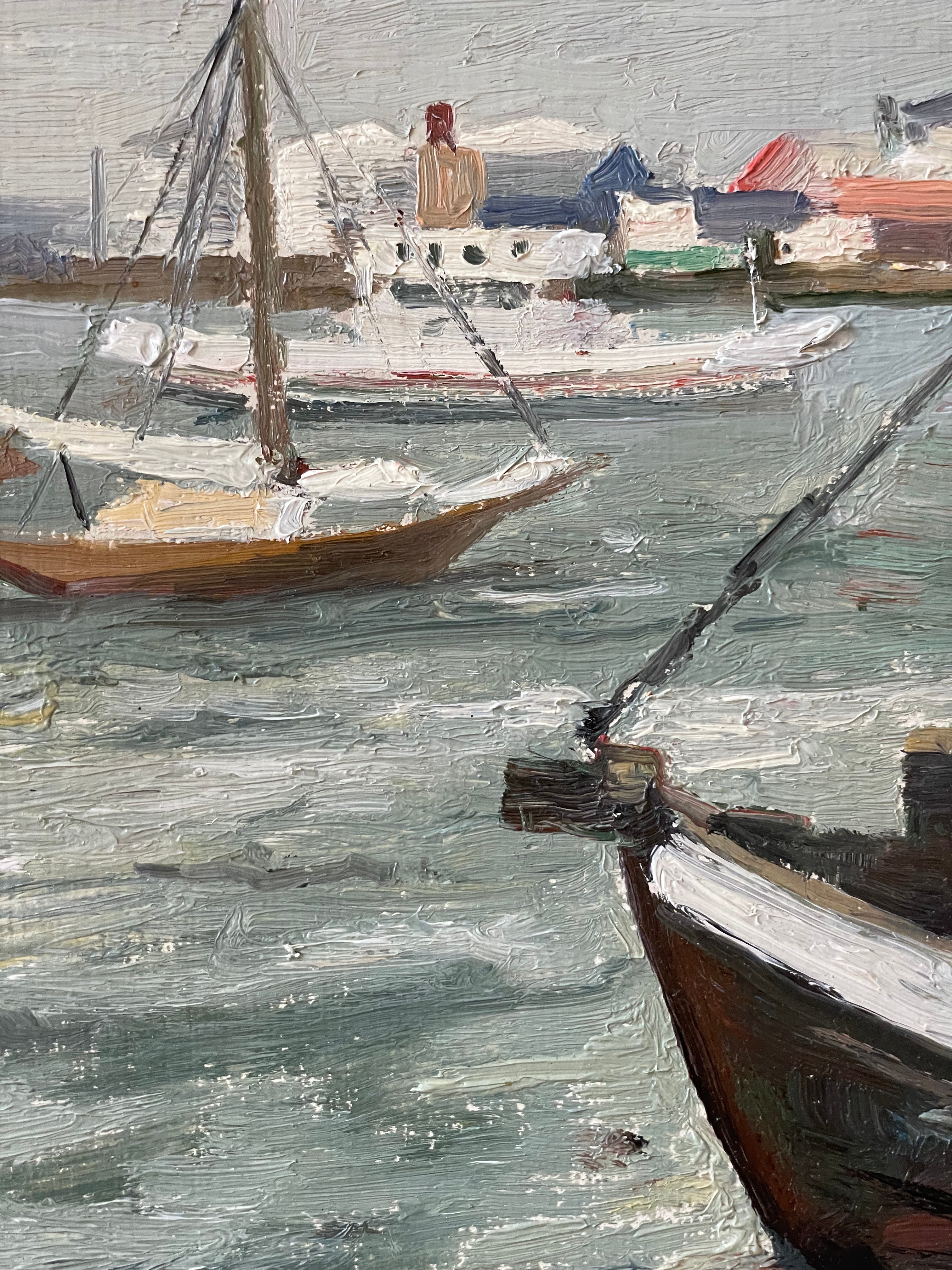 Brown Boat in Harbour