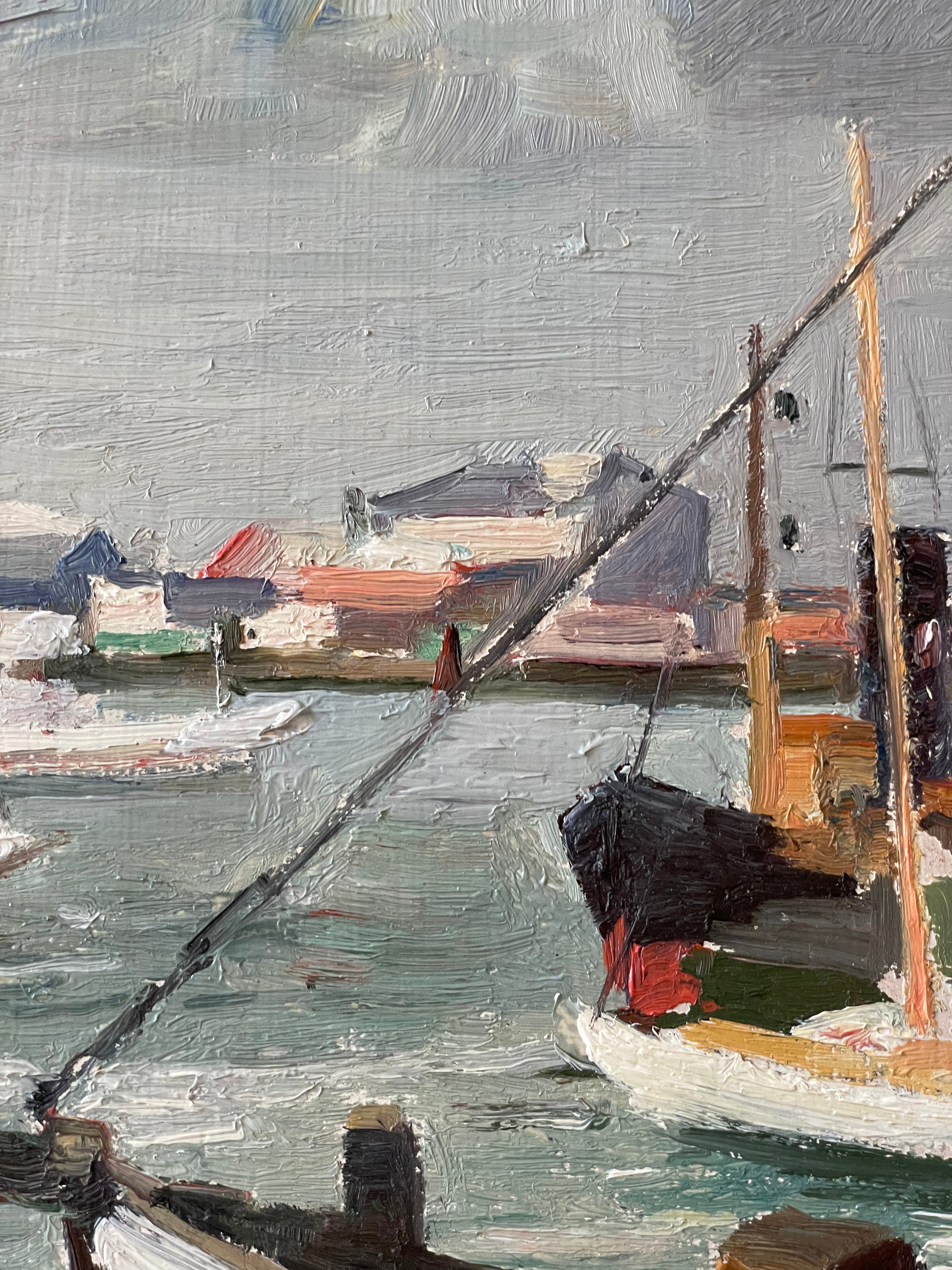Brown Boat in Harbour