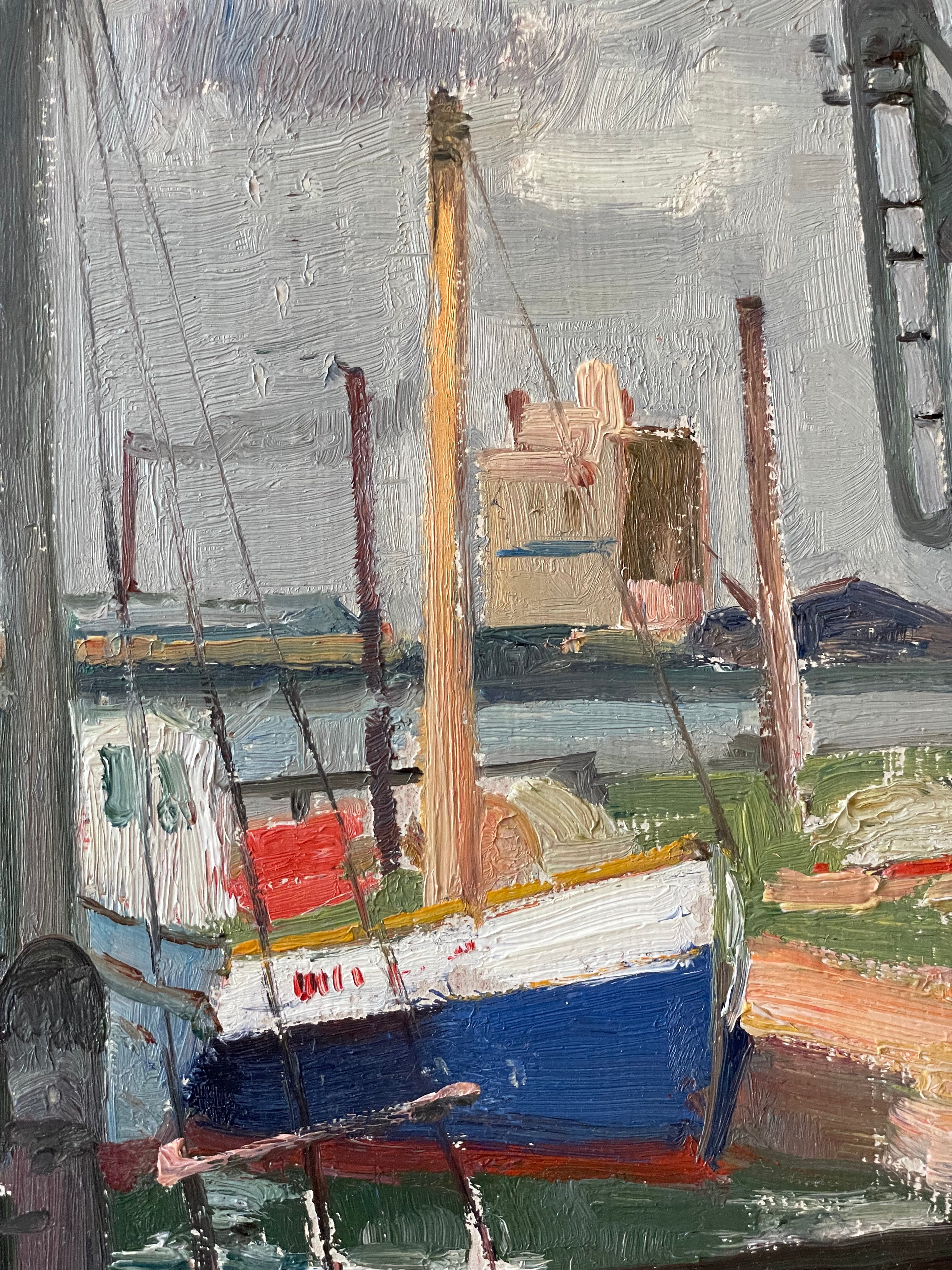 Brown Boat in Harbour