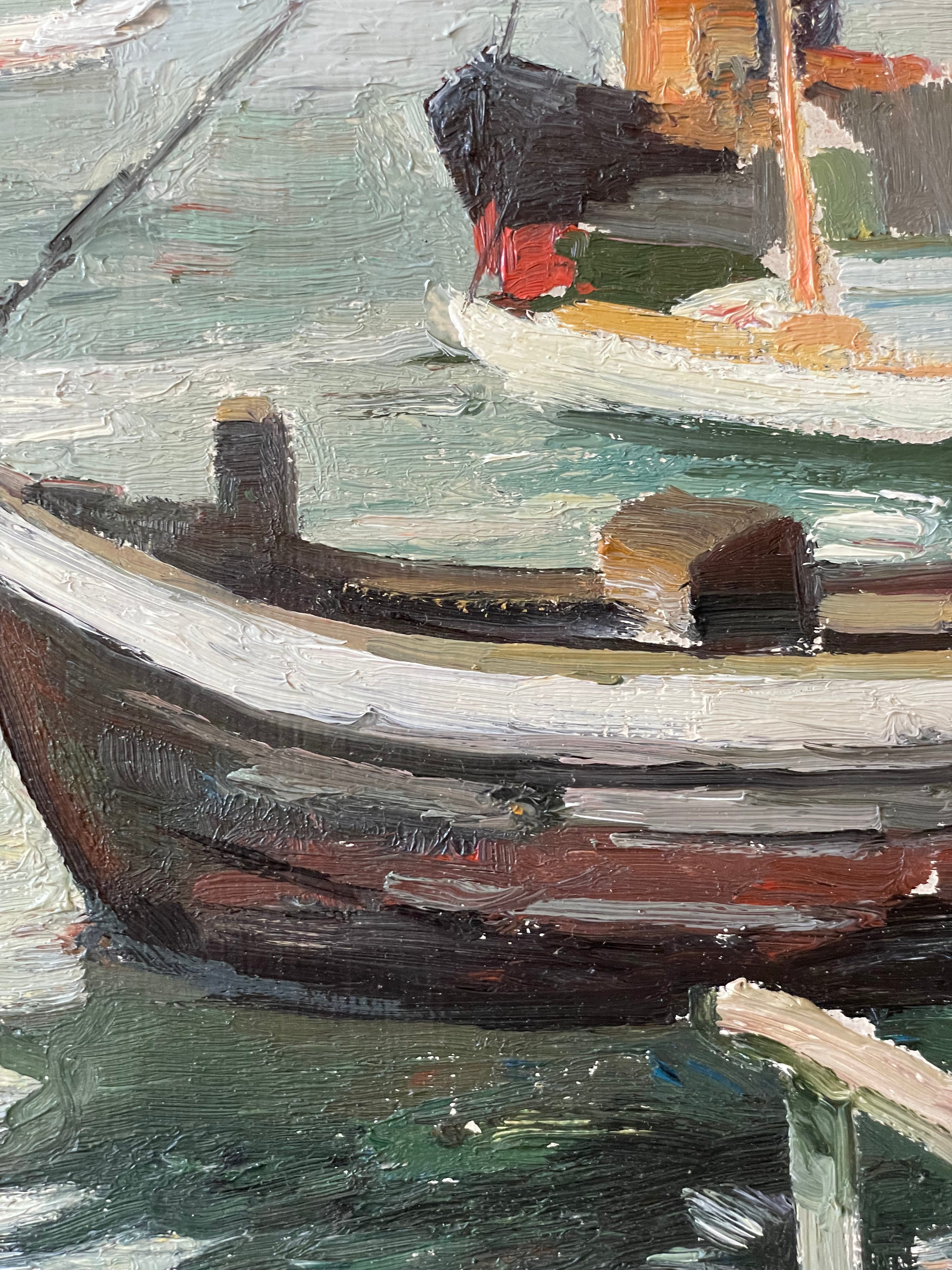 Brown Boat in Harbour