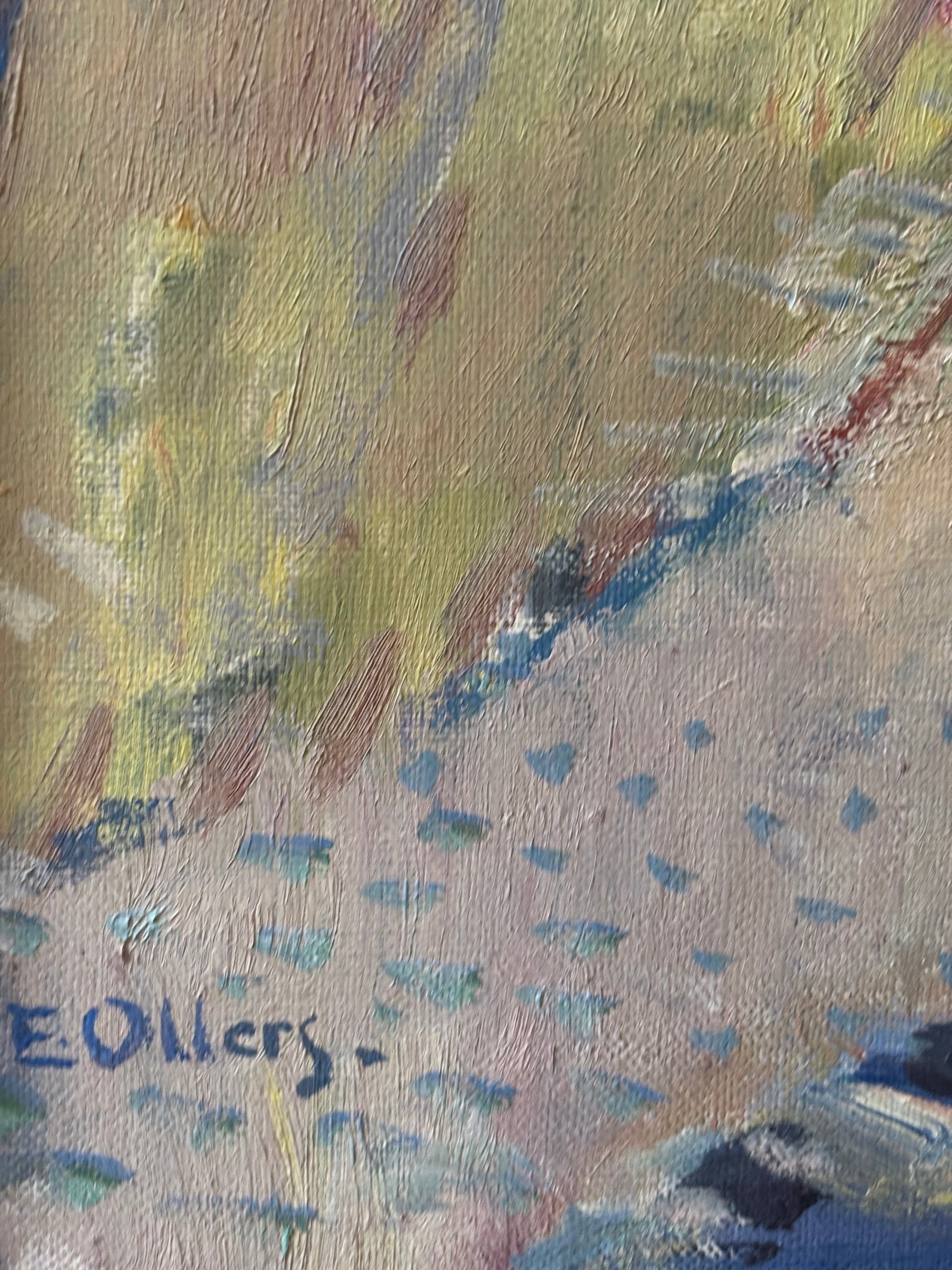 Flowers in a Green Glass Vase