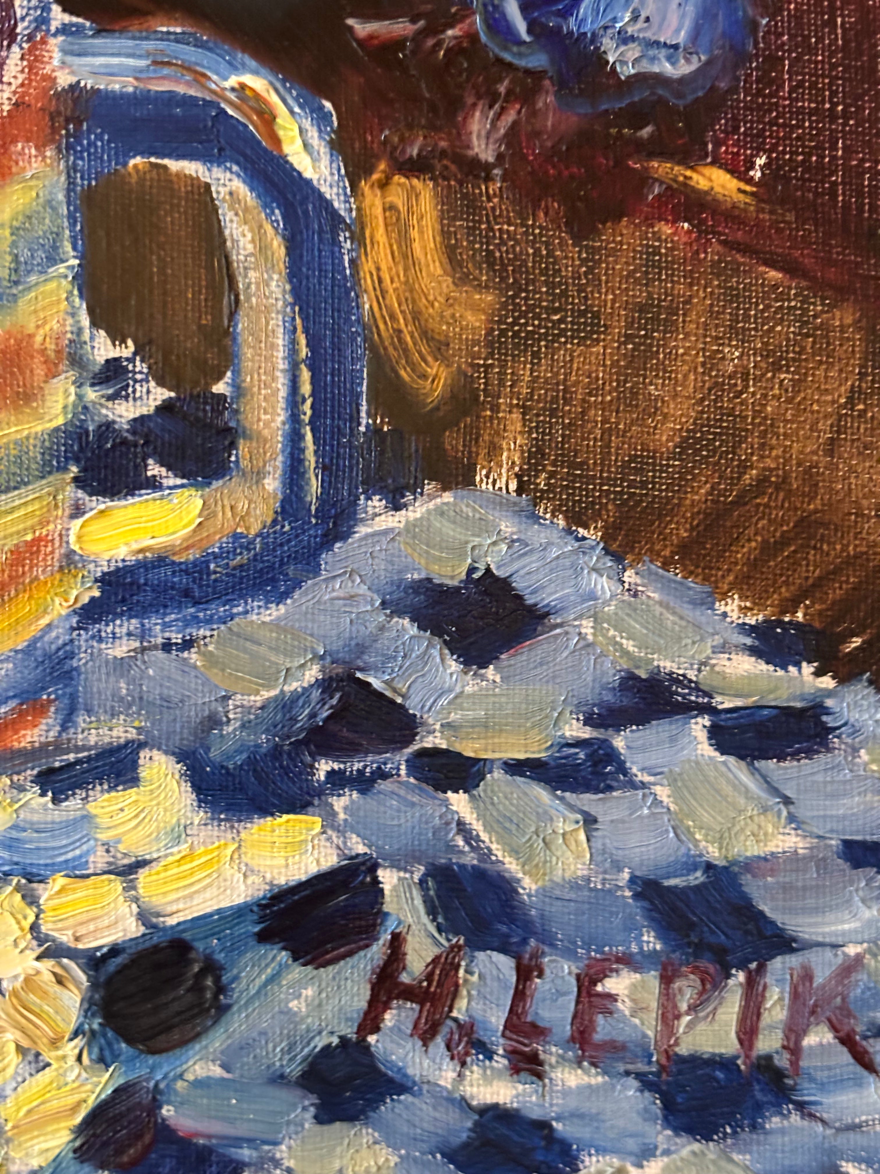 Flowers in a Striped Jug