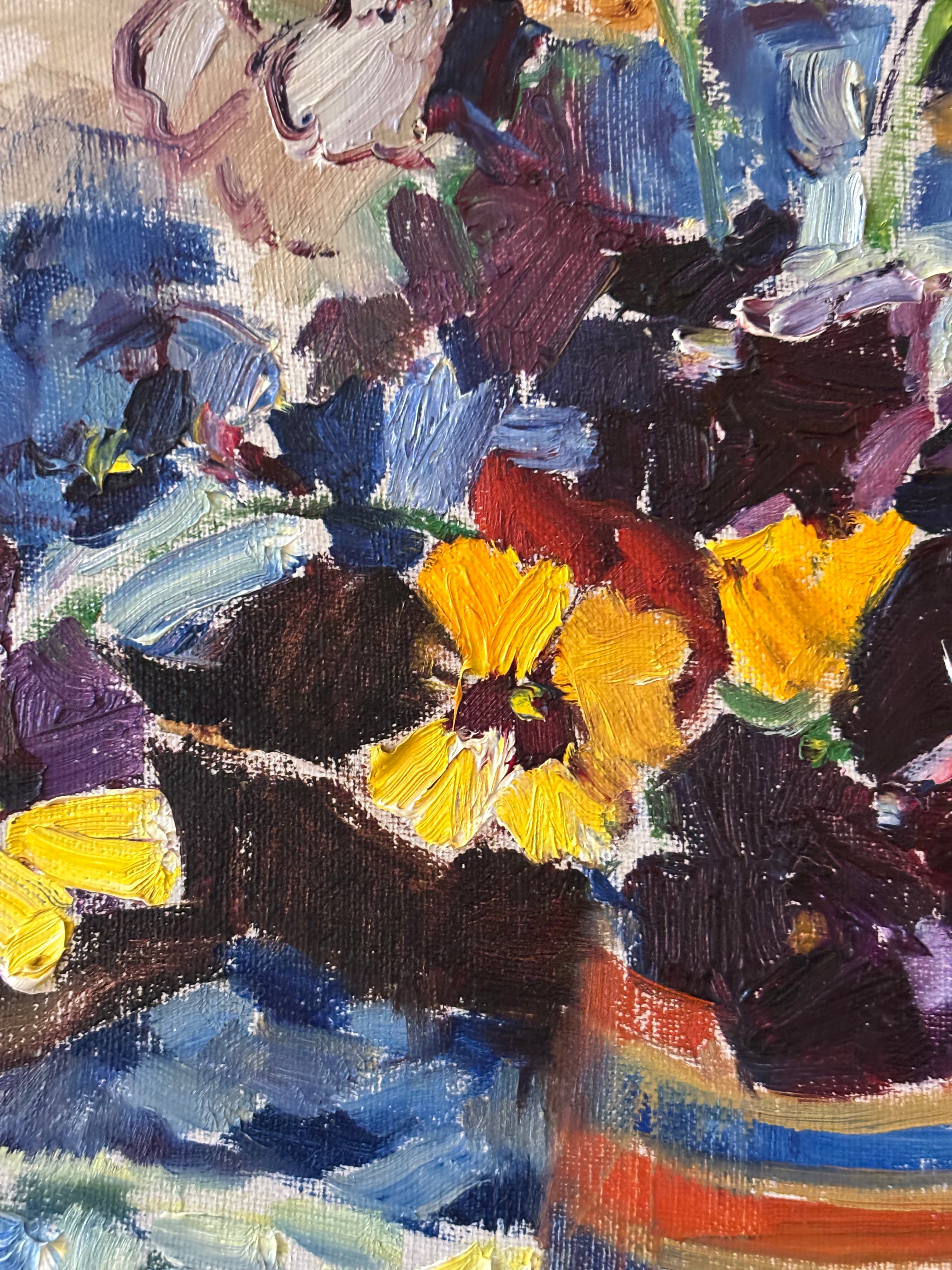 Flowers in a Striped Jug