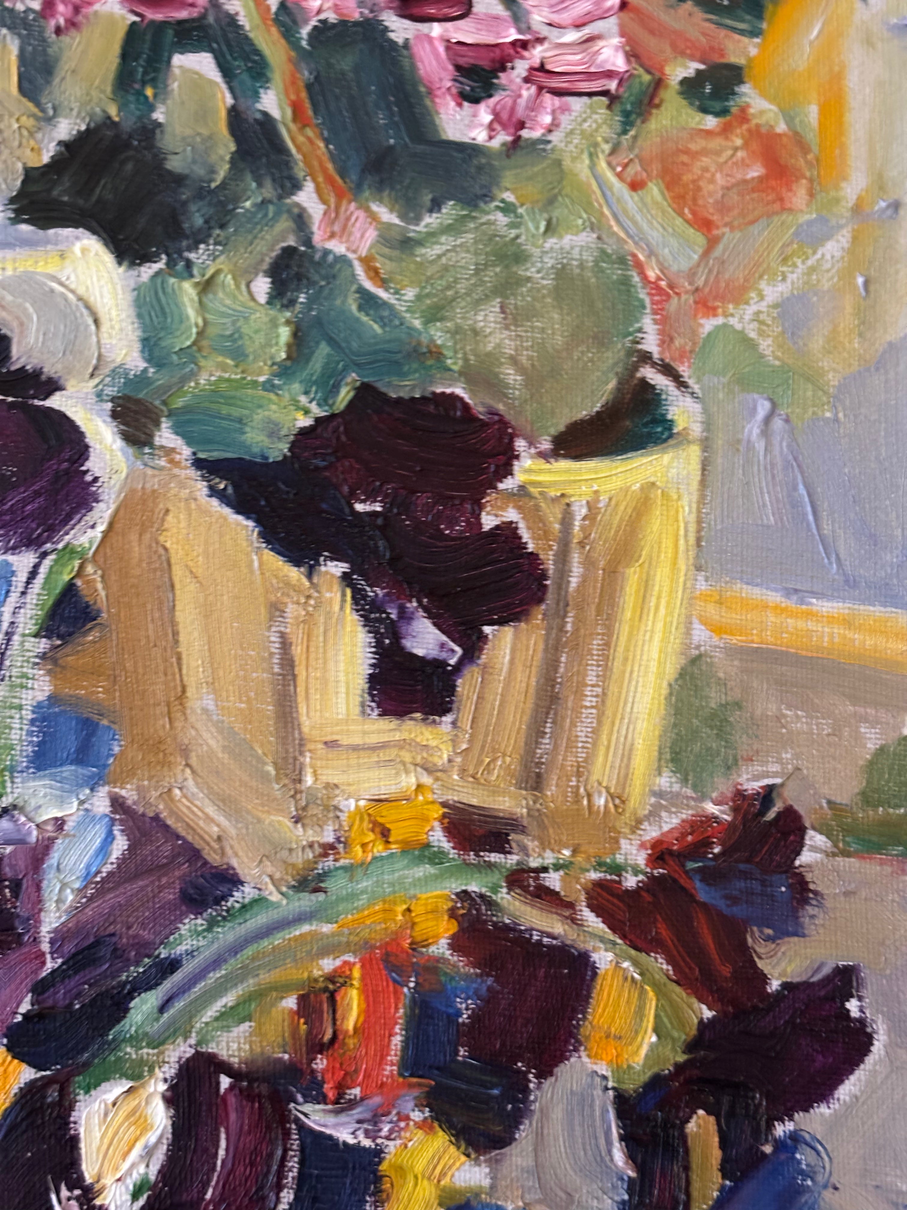 Flowers in a Striped Jug