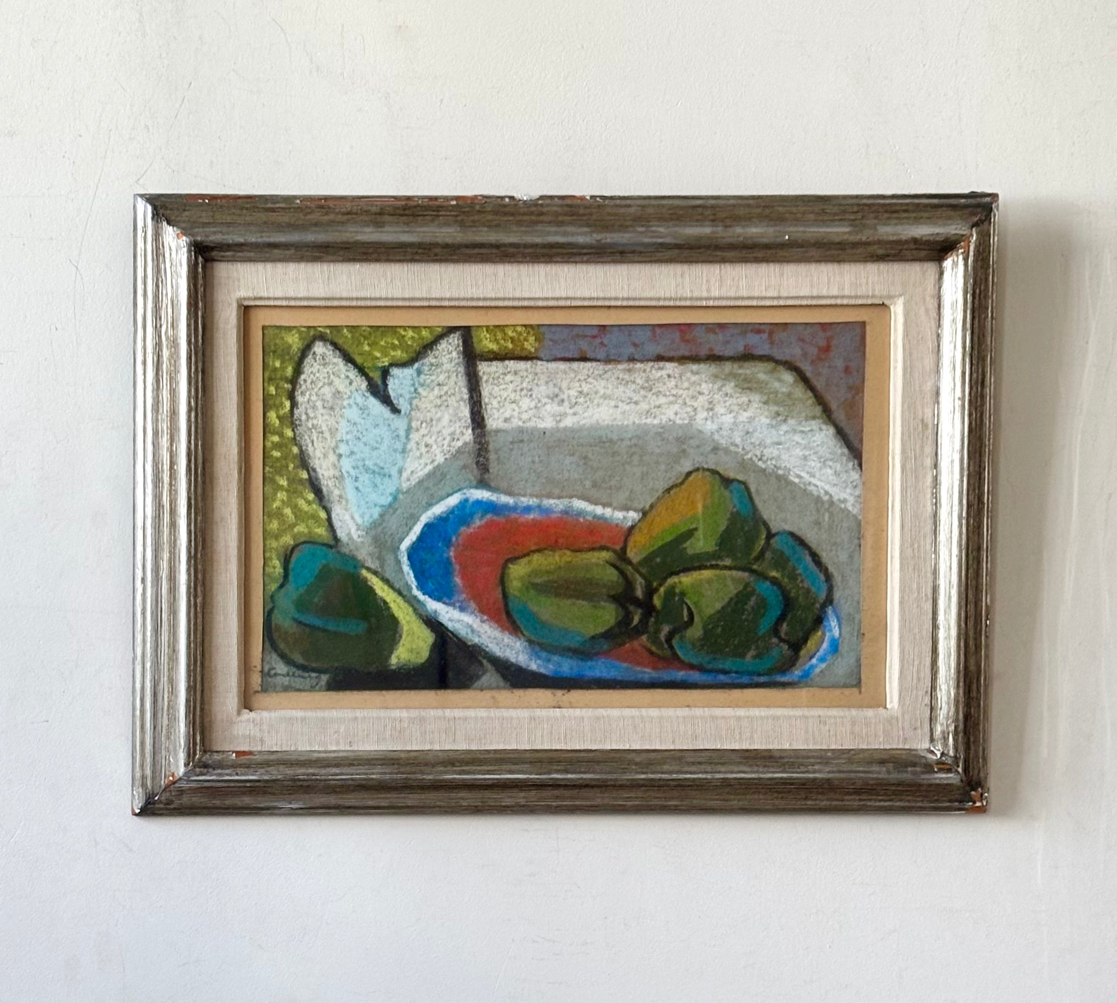 Pears on a Blue and Red Plate