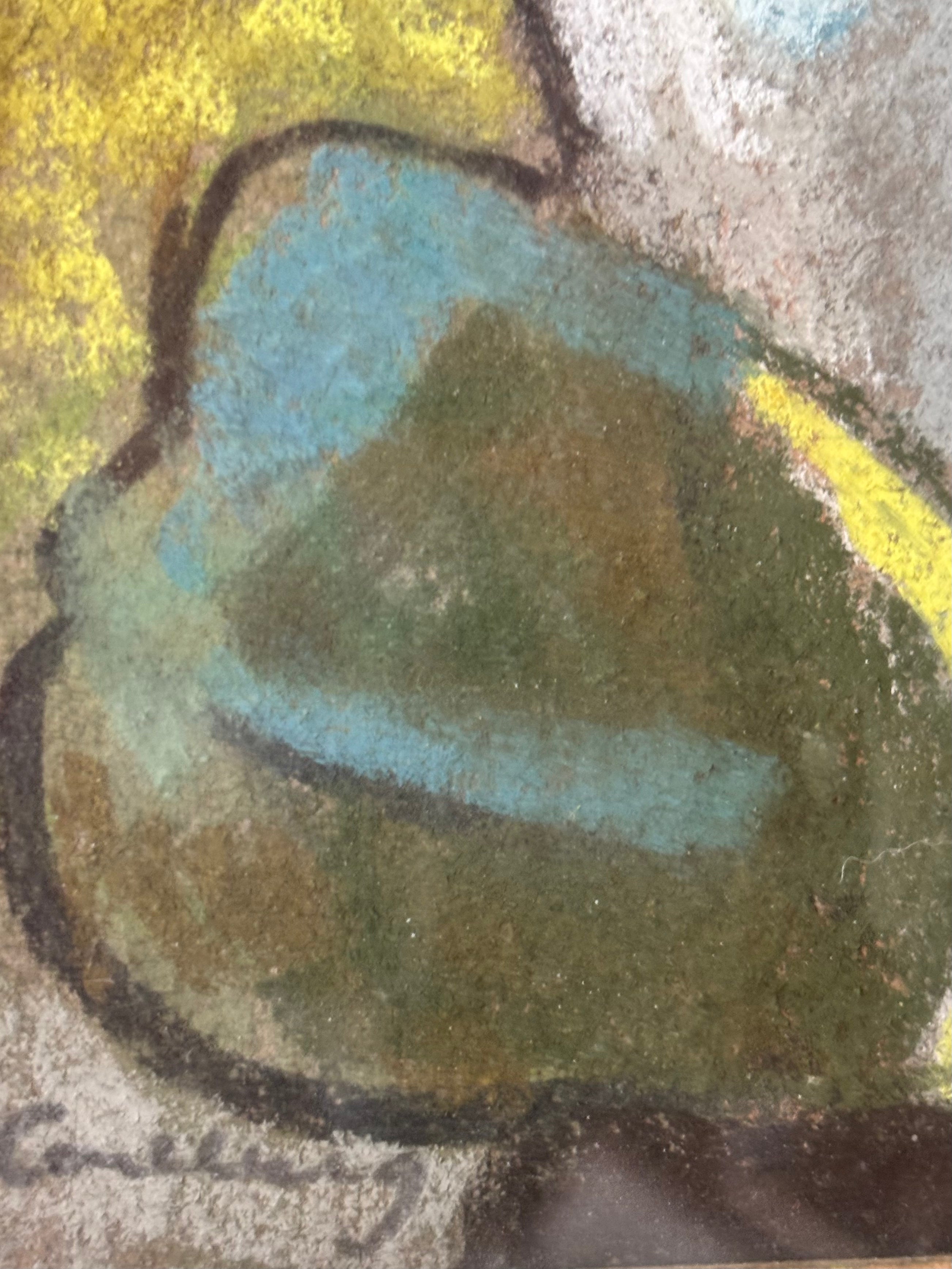 Pears on a Blue and Red Plate