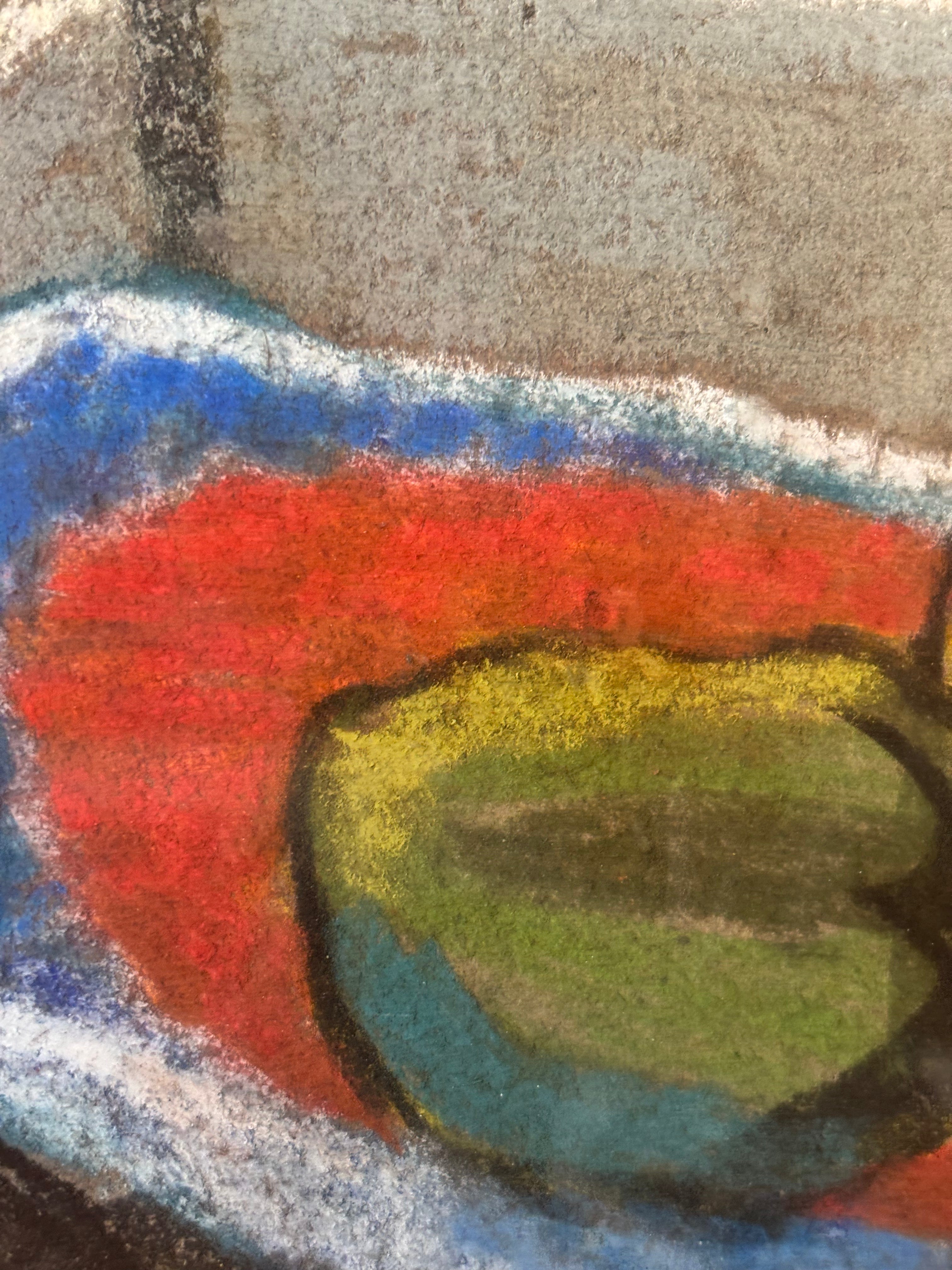 Pears on a Blue and Red Plate