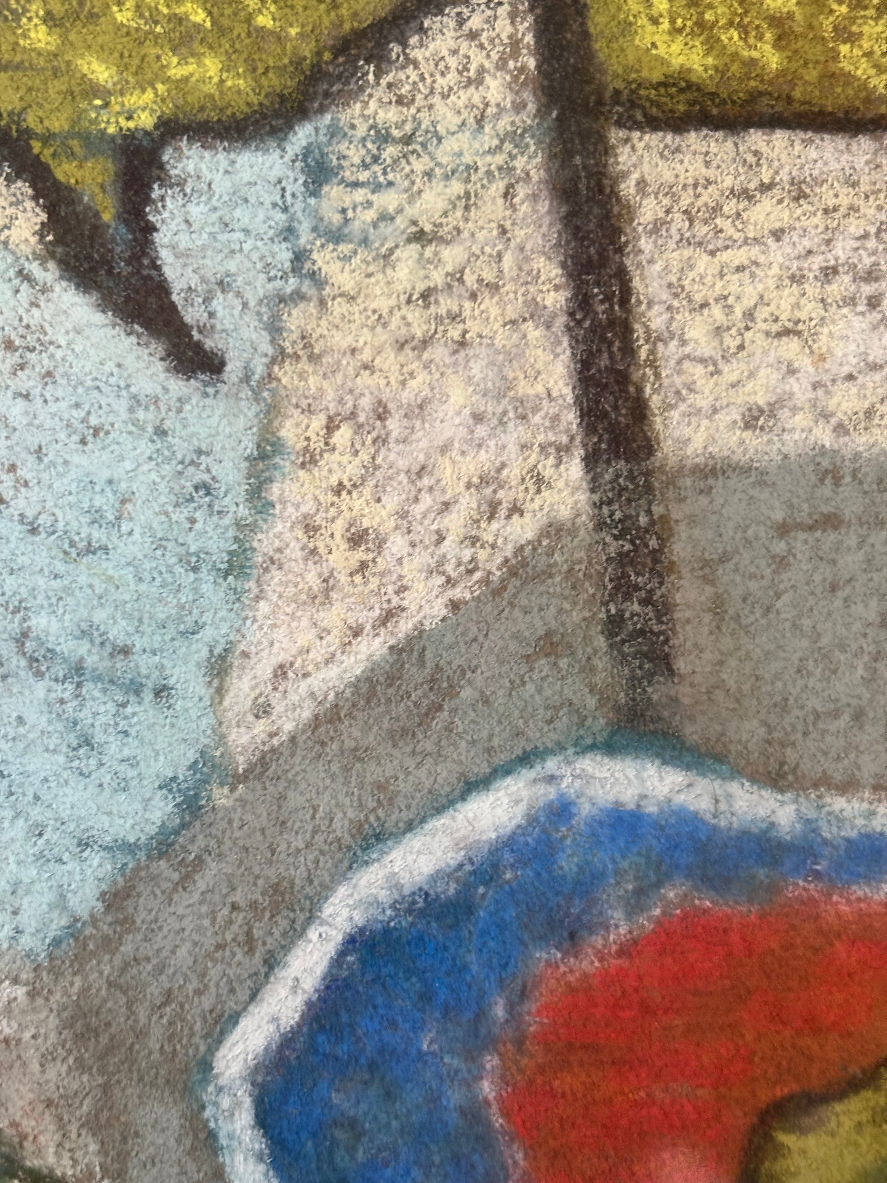 Pears on a Blue and Red Plate