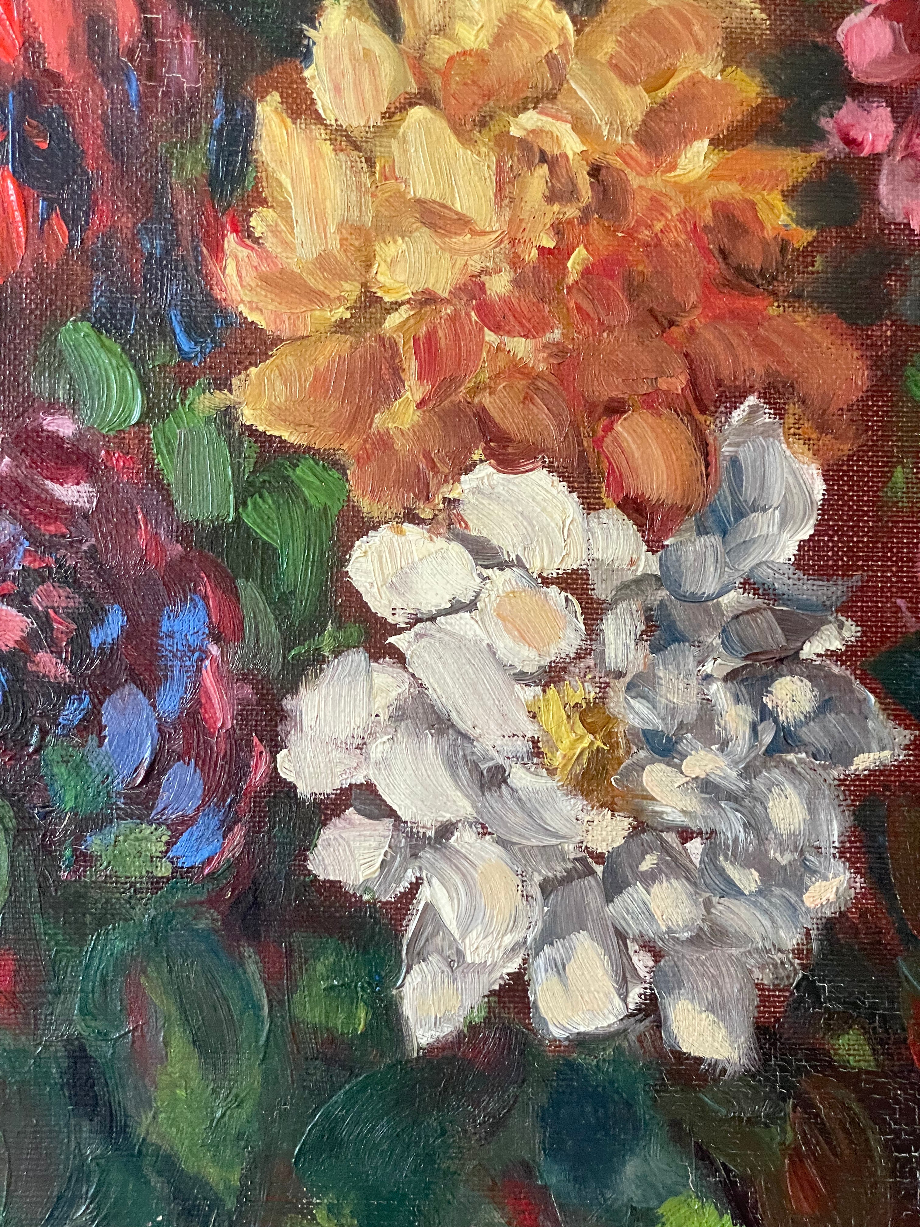 Dahlias on a Table