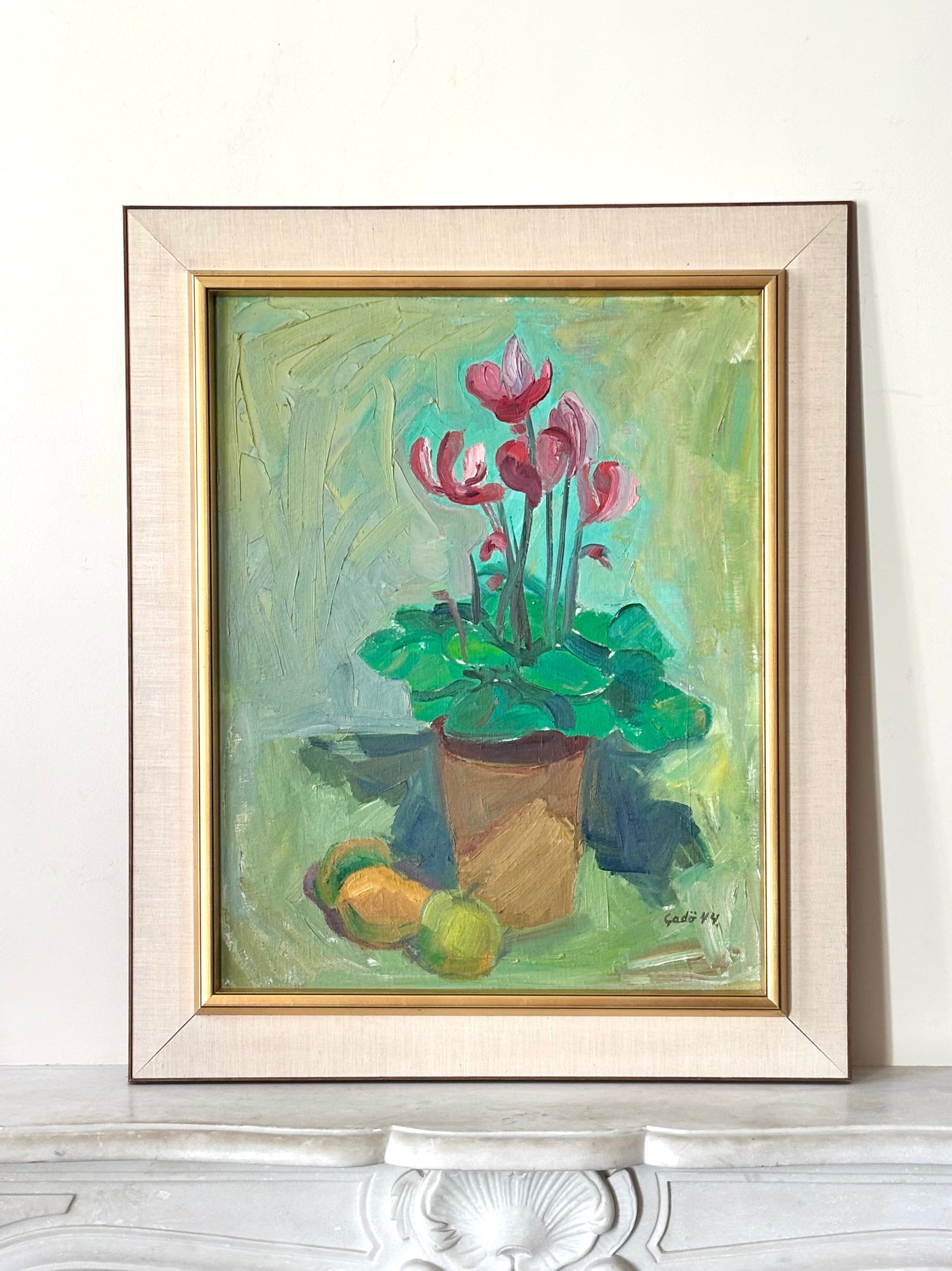 Deep Pink Cyclamen on Green