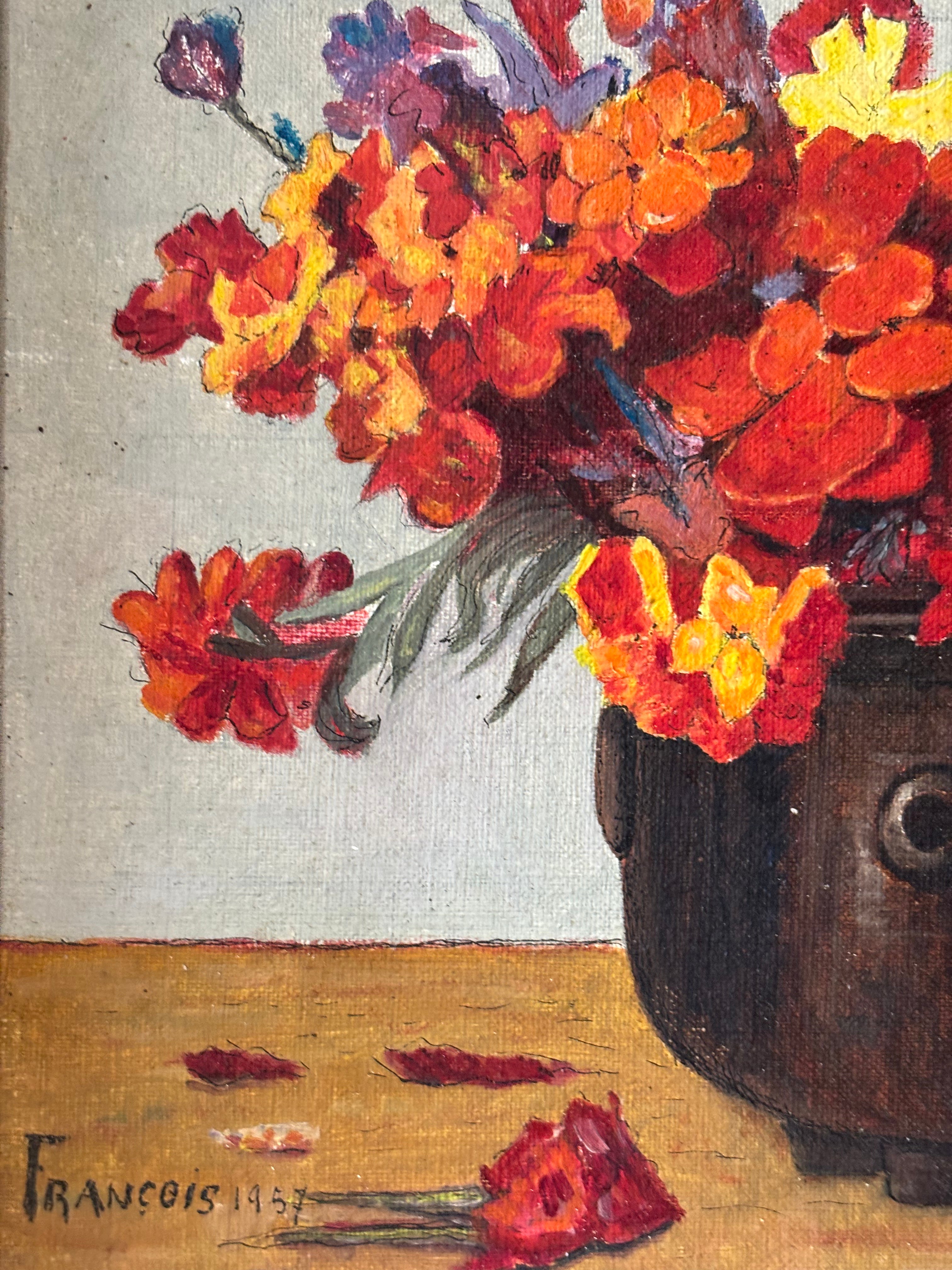 Marigolds in a Wooden Pot