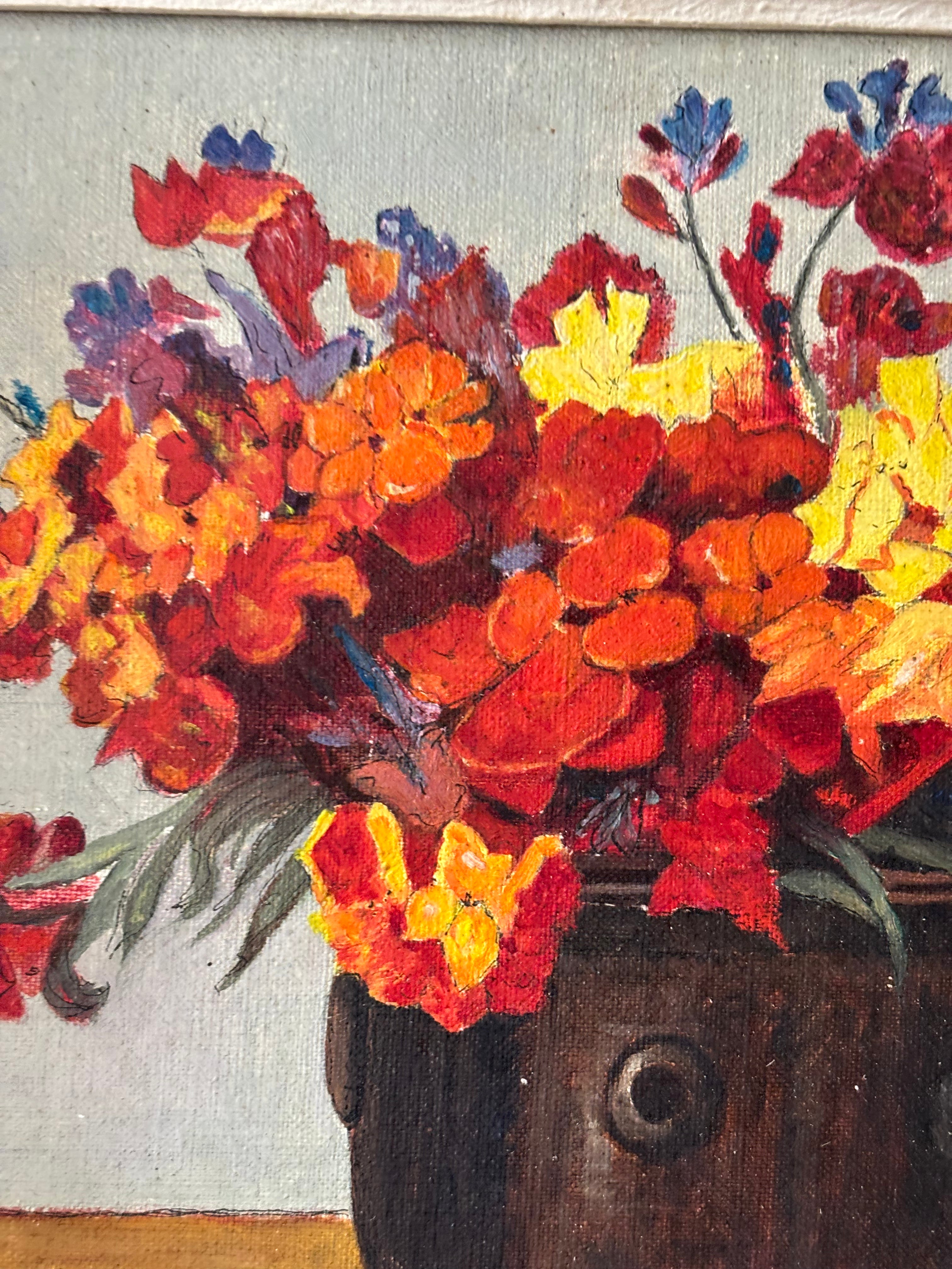 Marigolds in a Wooden Pot