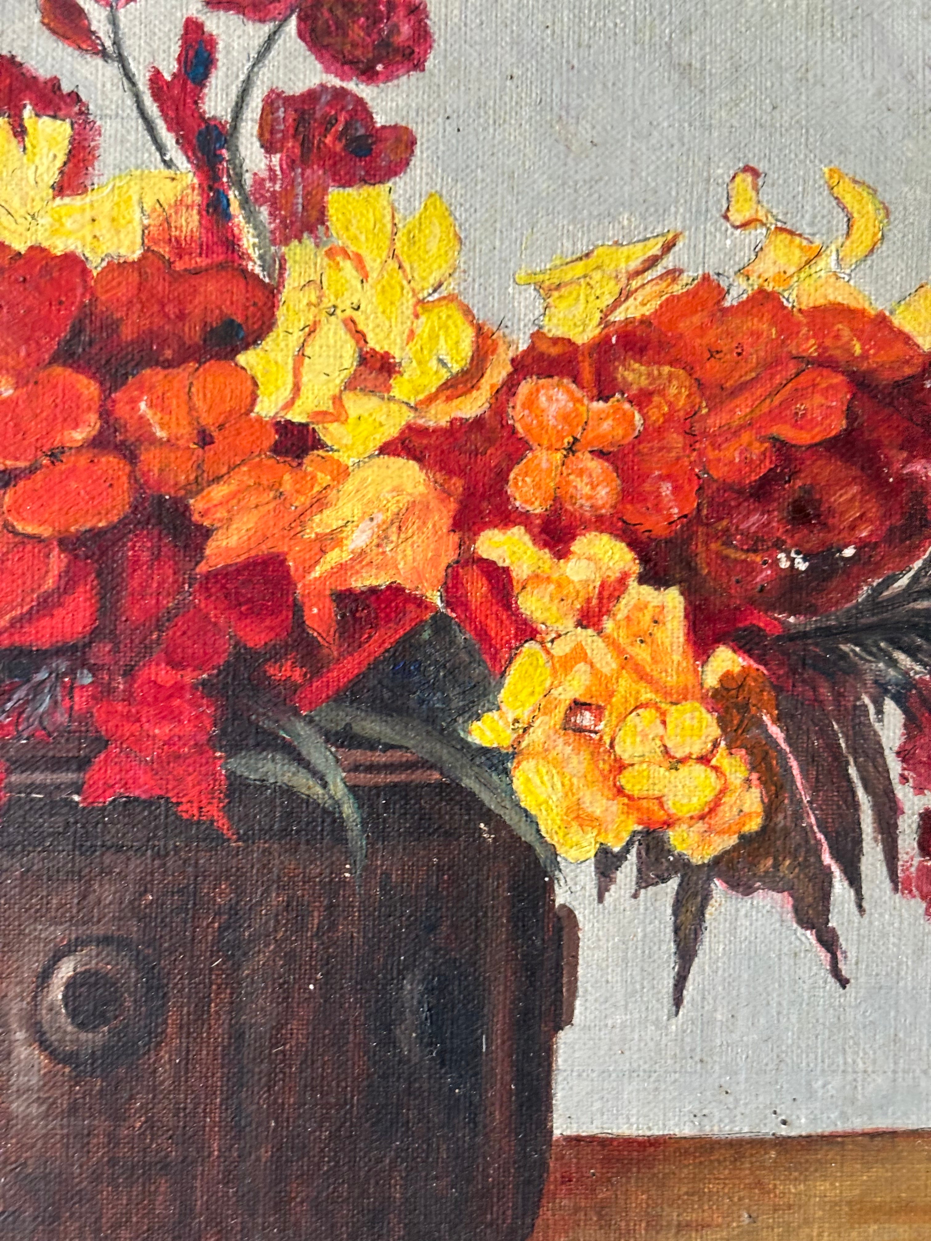 Marigolds in a Wooden Pot