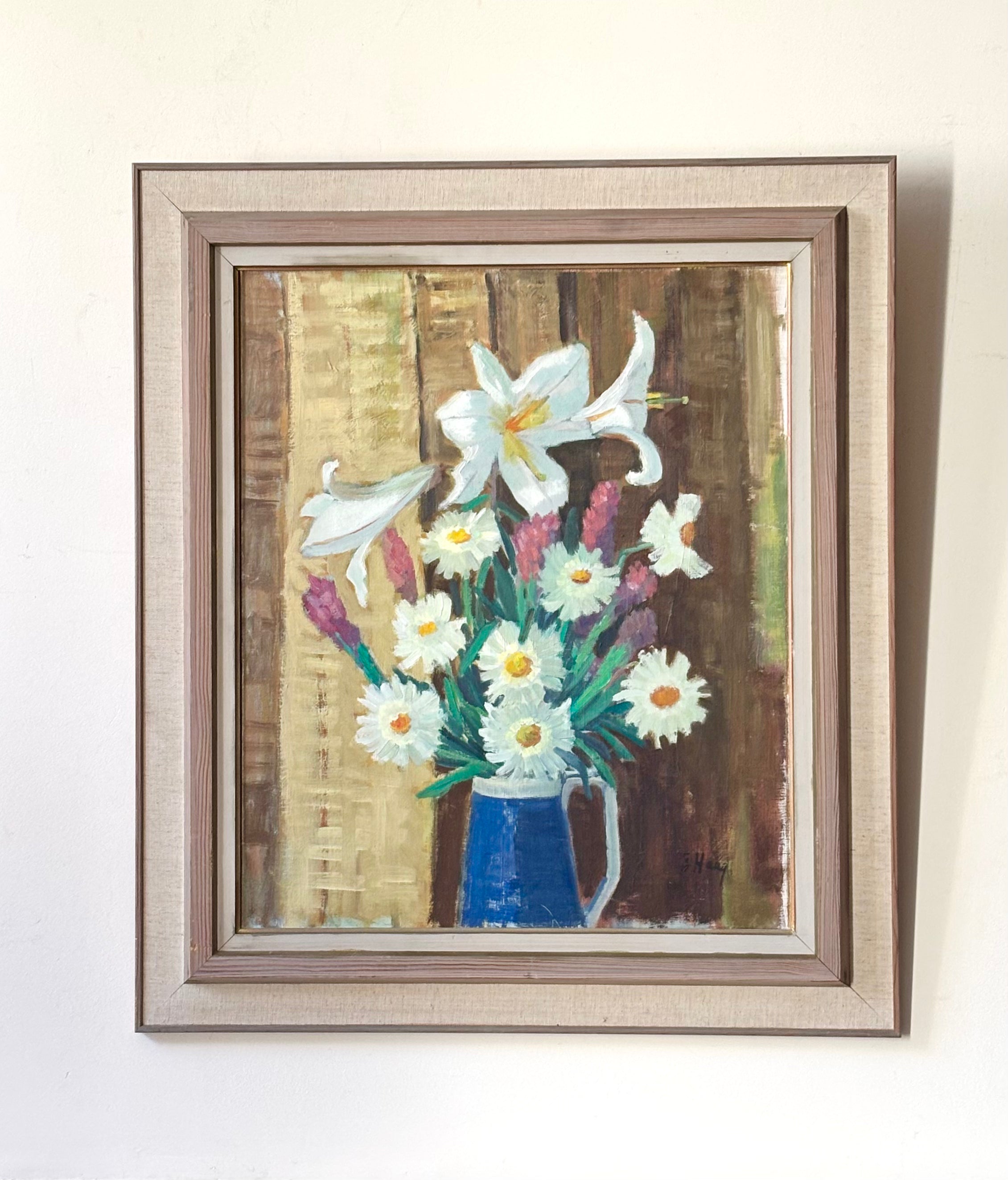 White Flowers in a Blue Jug