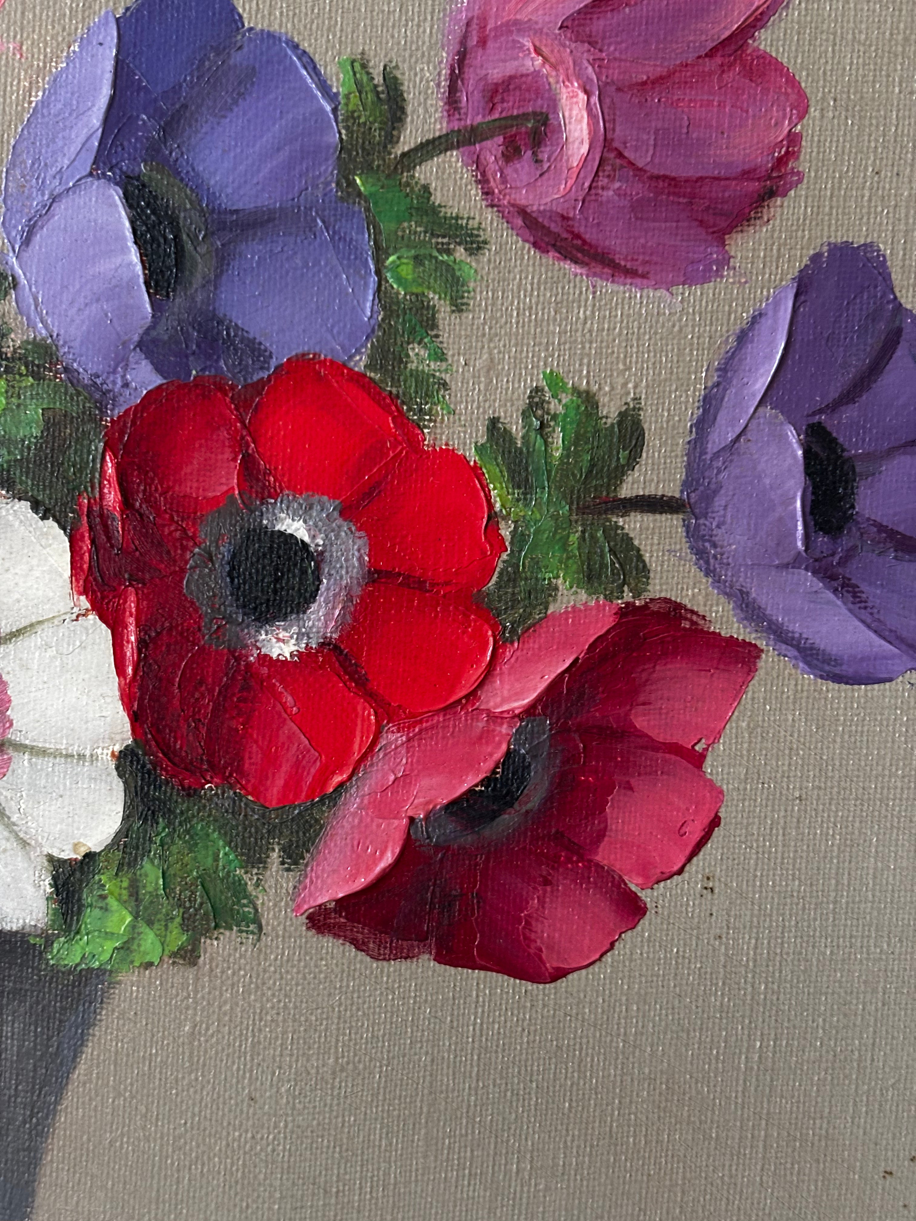 Anemones in a Glass Vase
