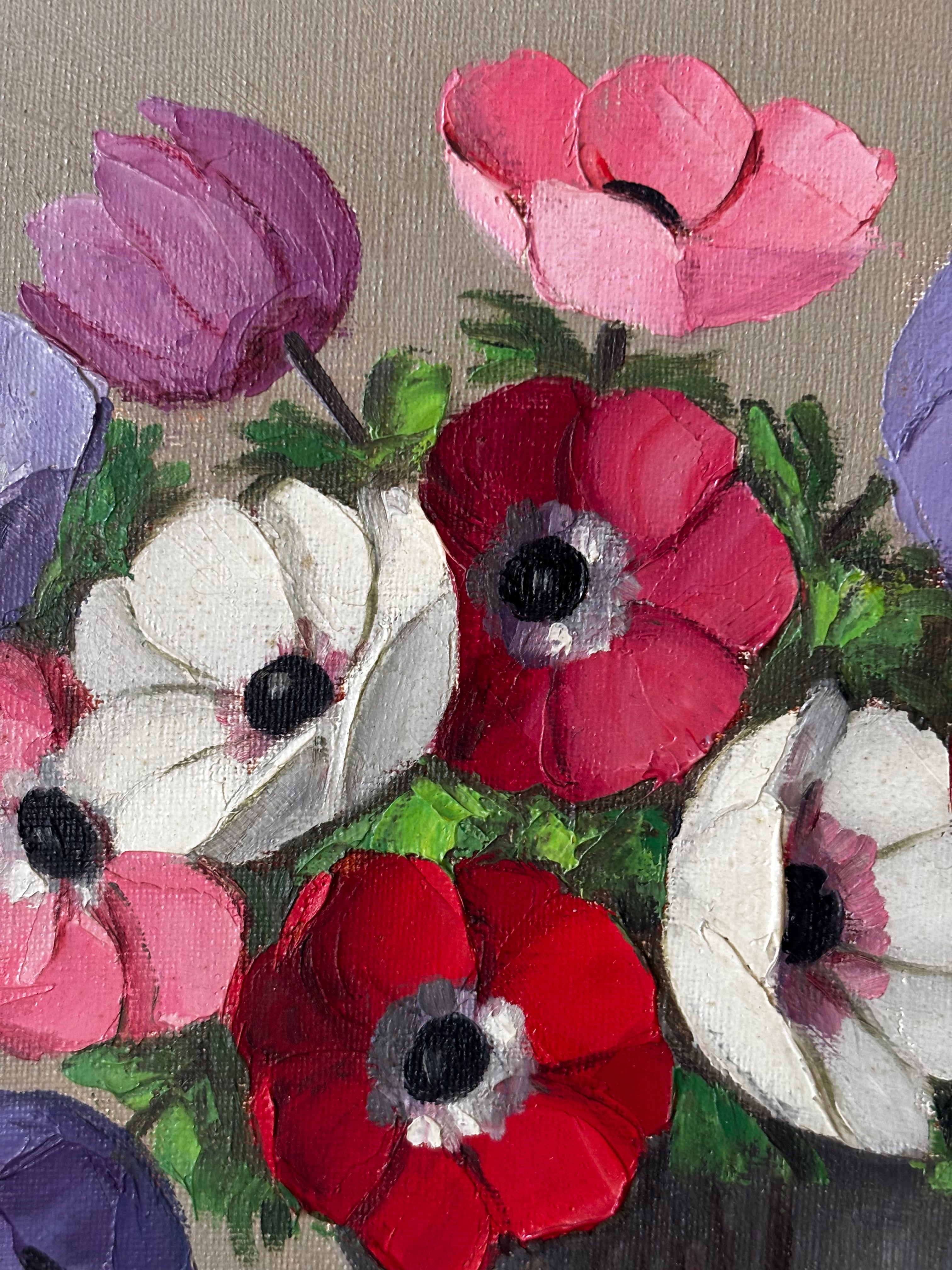 Anemones in a Glass Vase