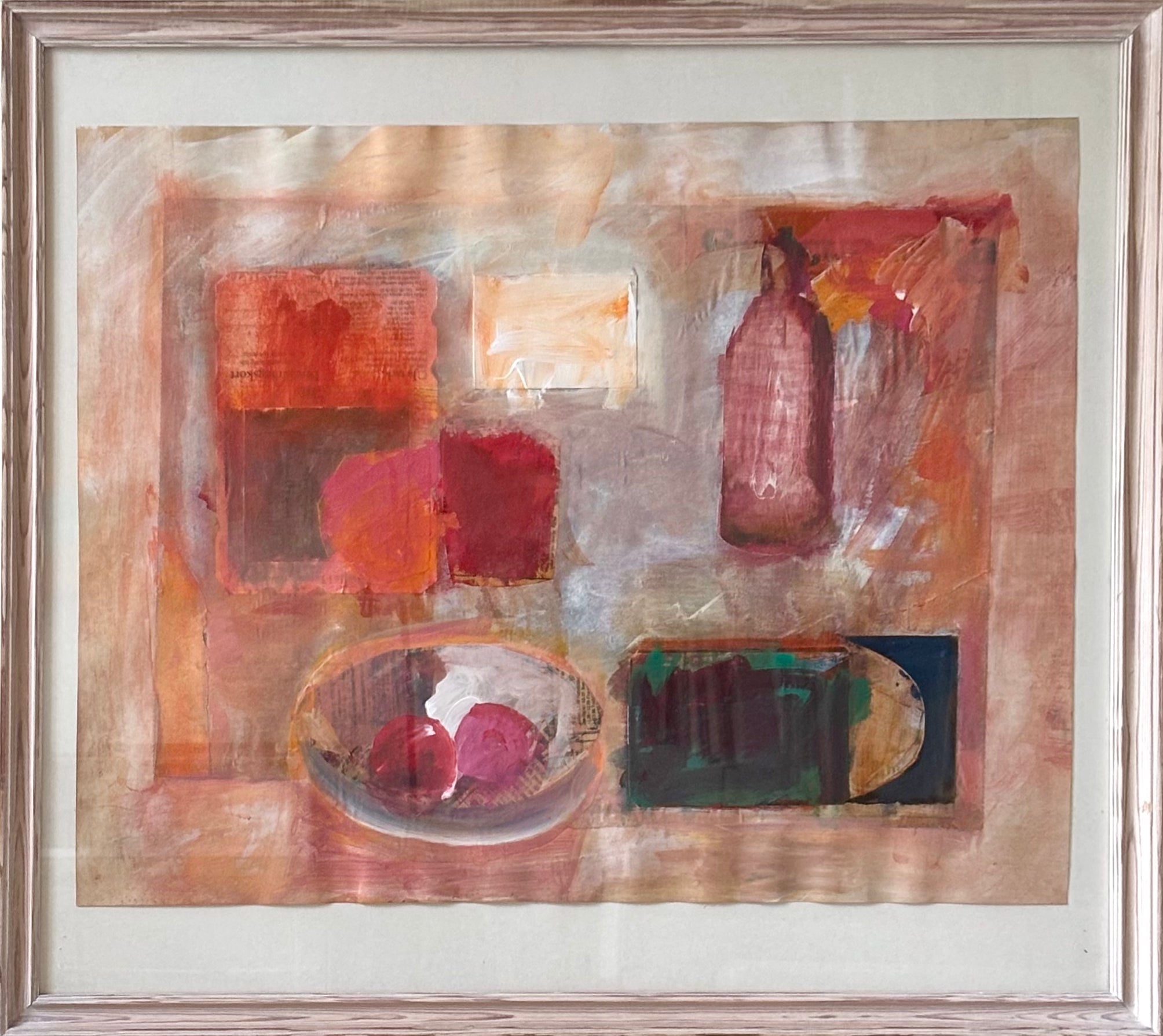 Pink Abstract with Wine Bottle