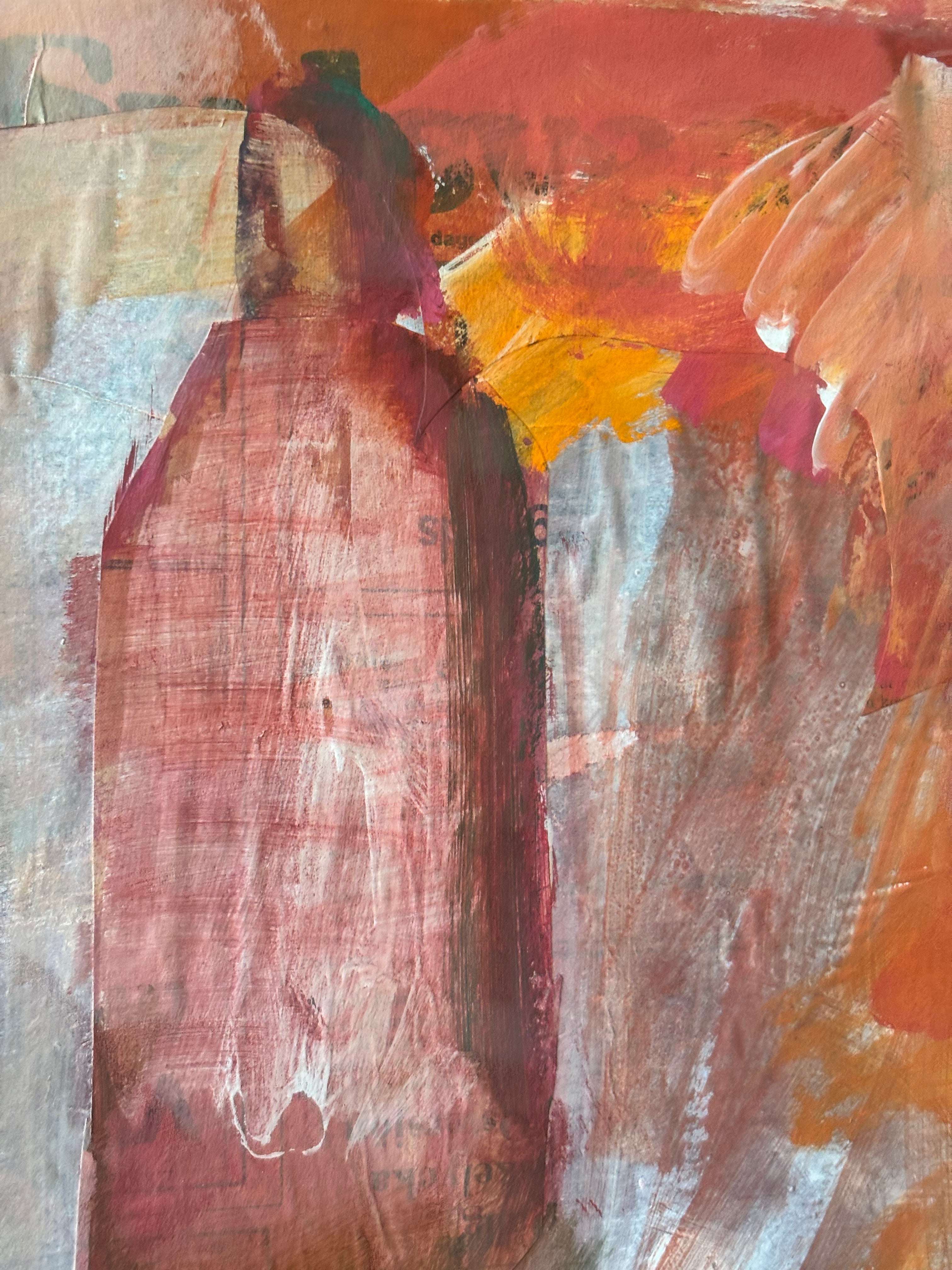 Pink Abstract with Wine Bottle