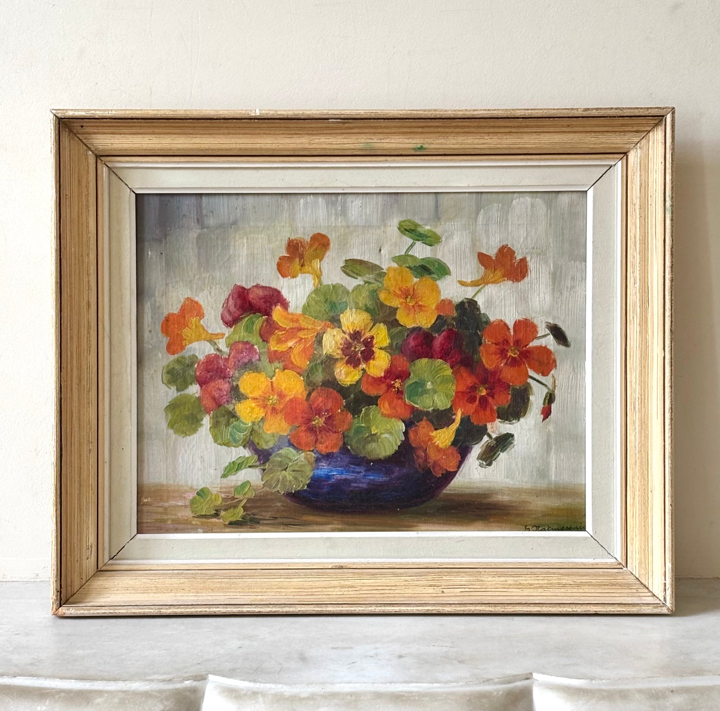 Nasturtiums in a Blue Bowl