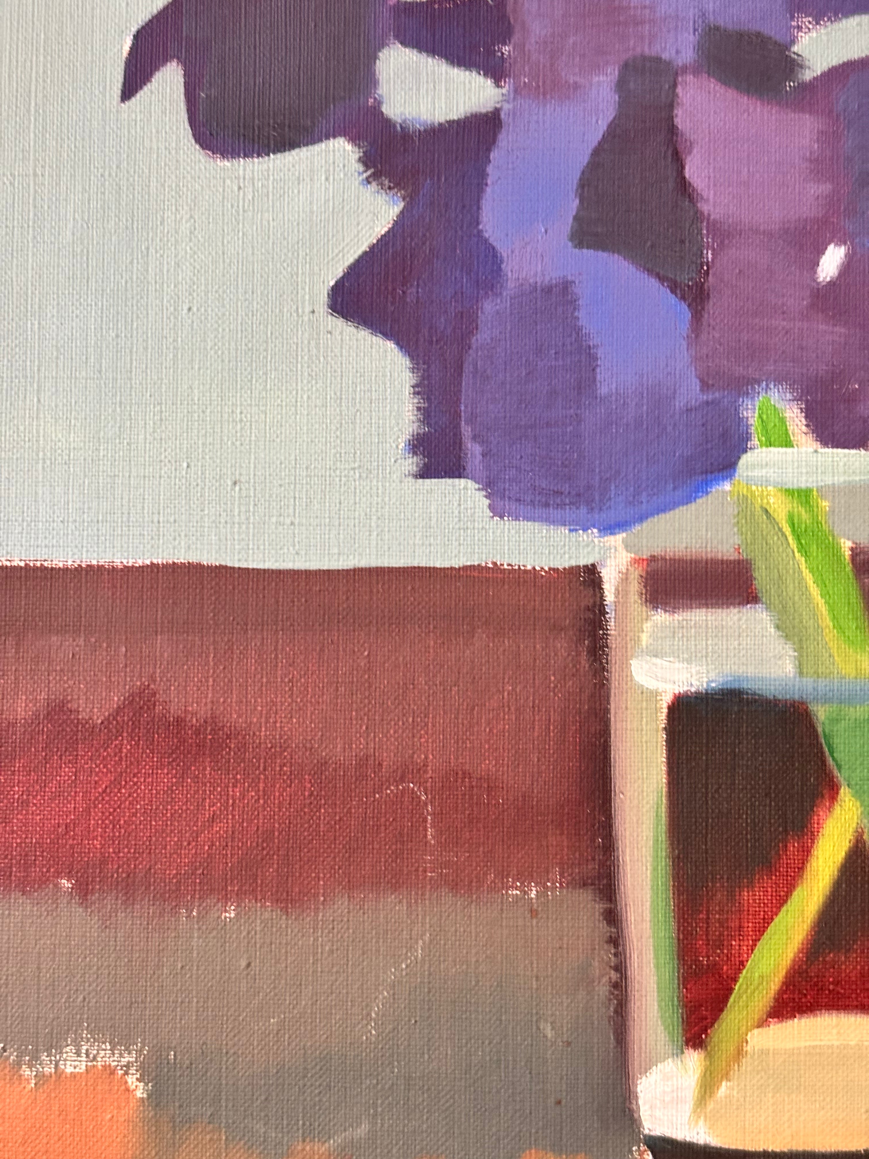 Purple Flowers in a Glass Vase ON HOLD PLEASE EMAIL FOR WAITLIST.