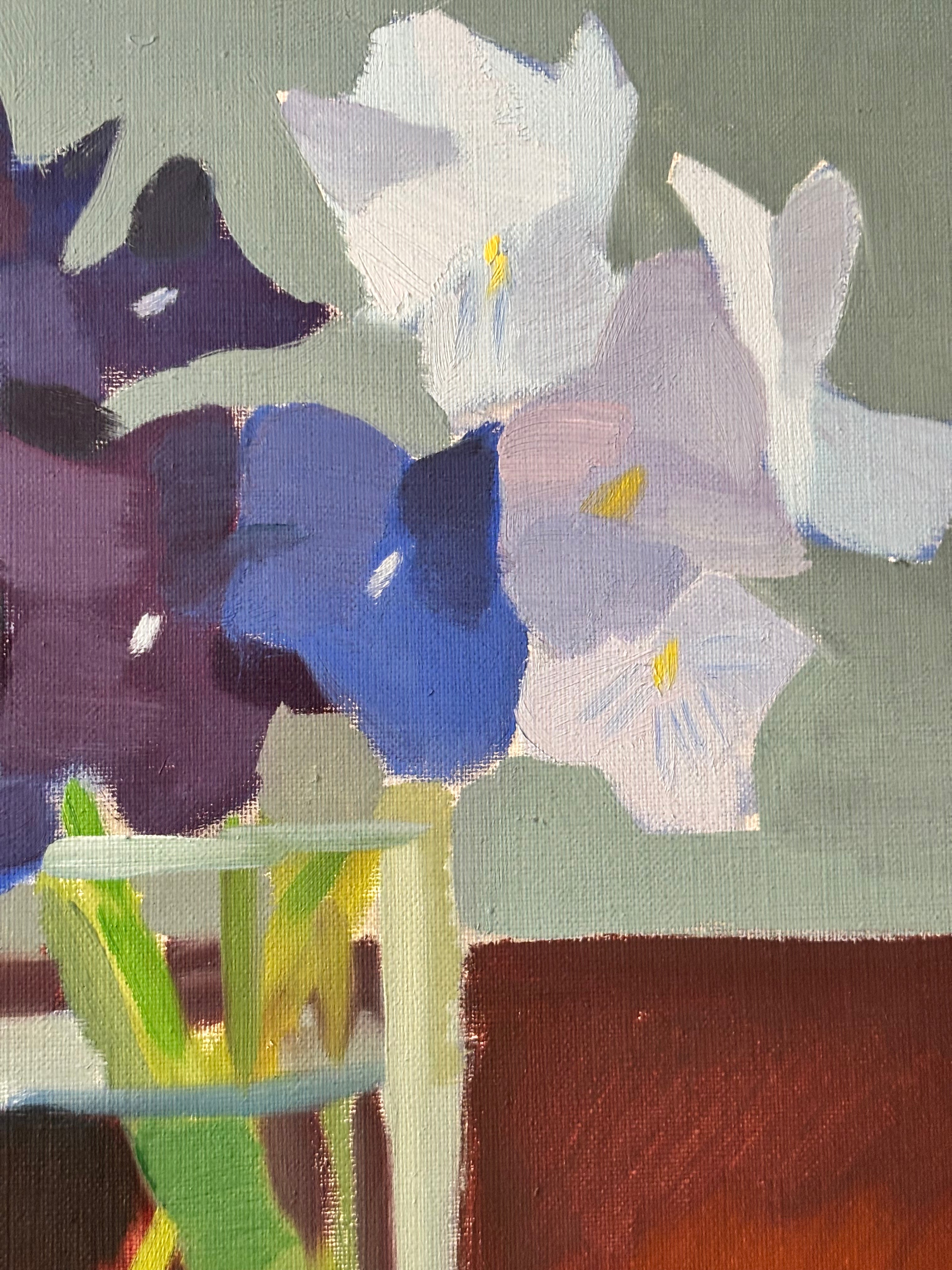 Purple Flowers in a Glass Vase ON HOLD PLEASE EMAIL FOR WAITLIST.
