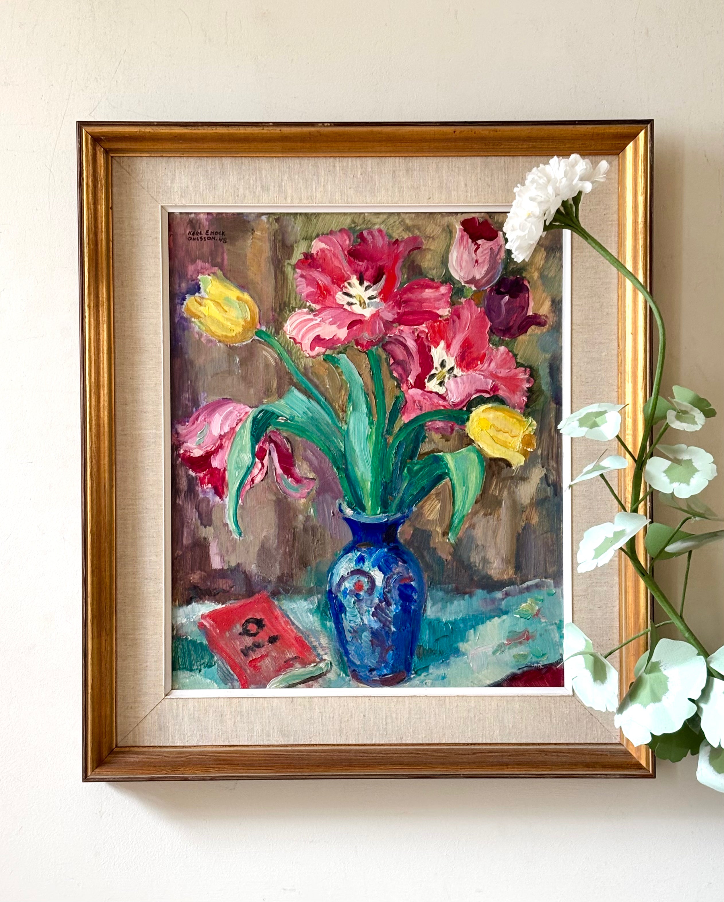 Tulips in a Blue Vase