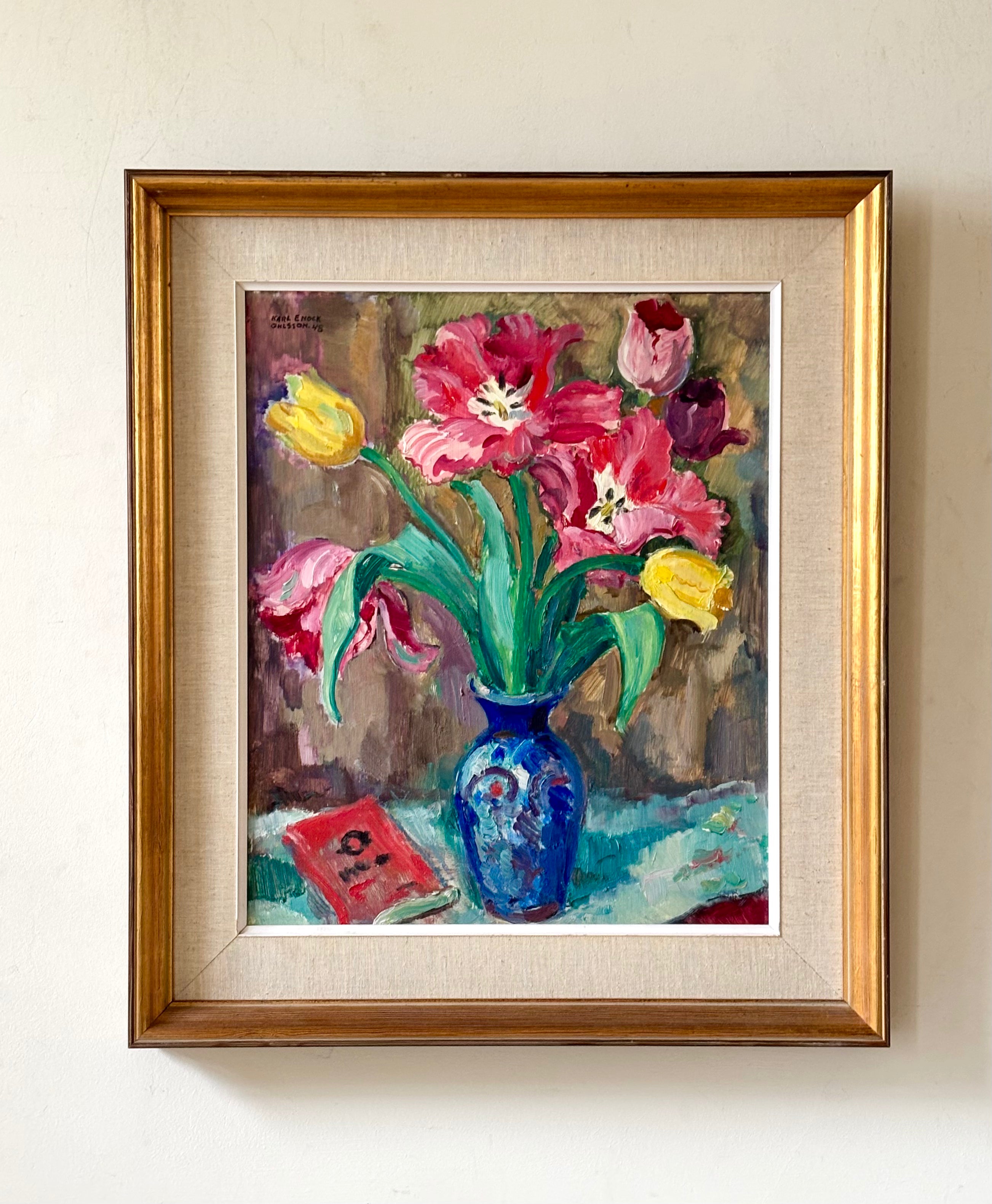 Tulips in a Blue Vase