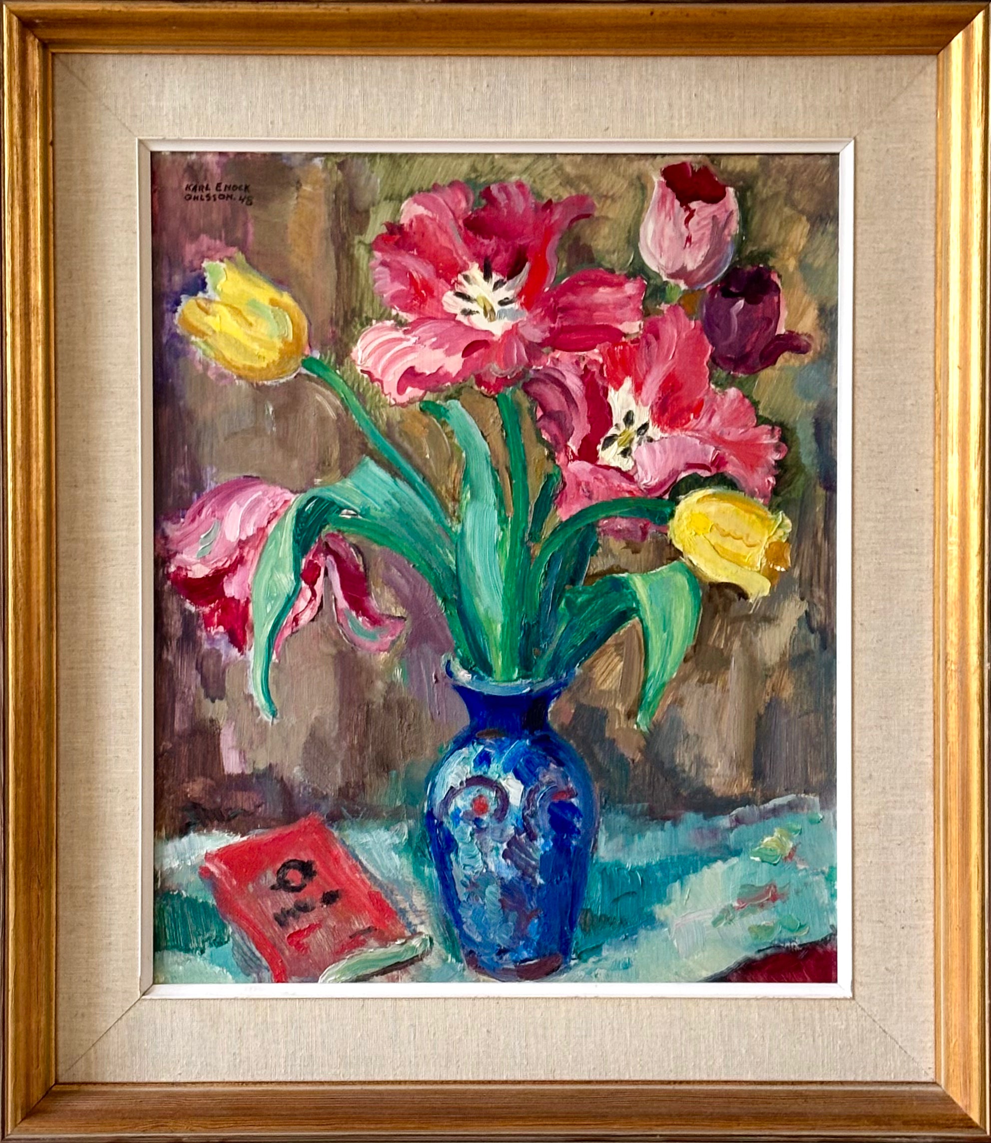 Tulips in a Blue Vase