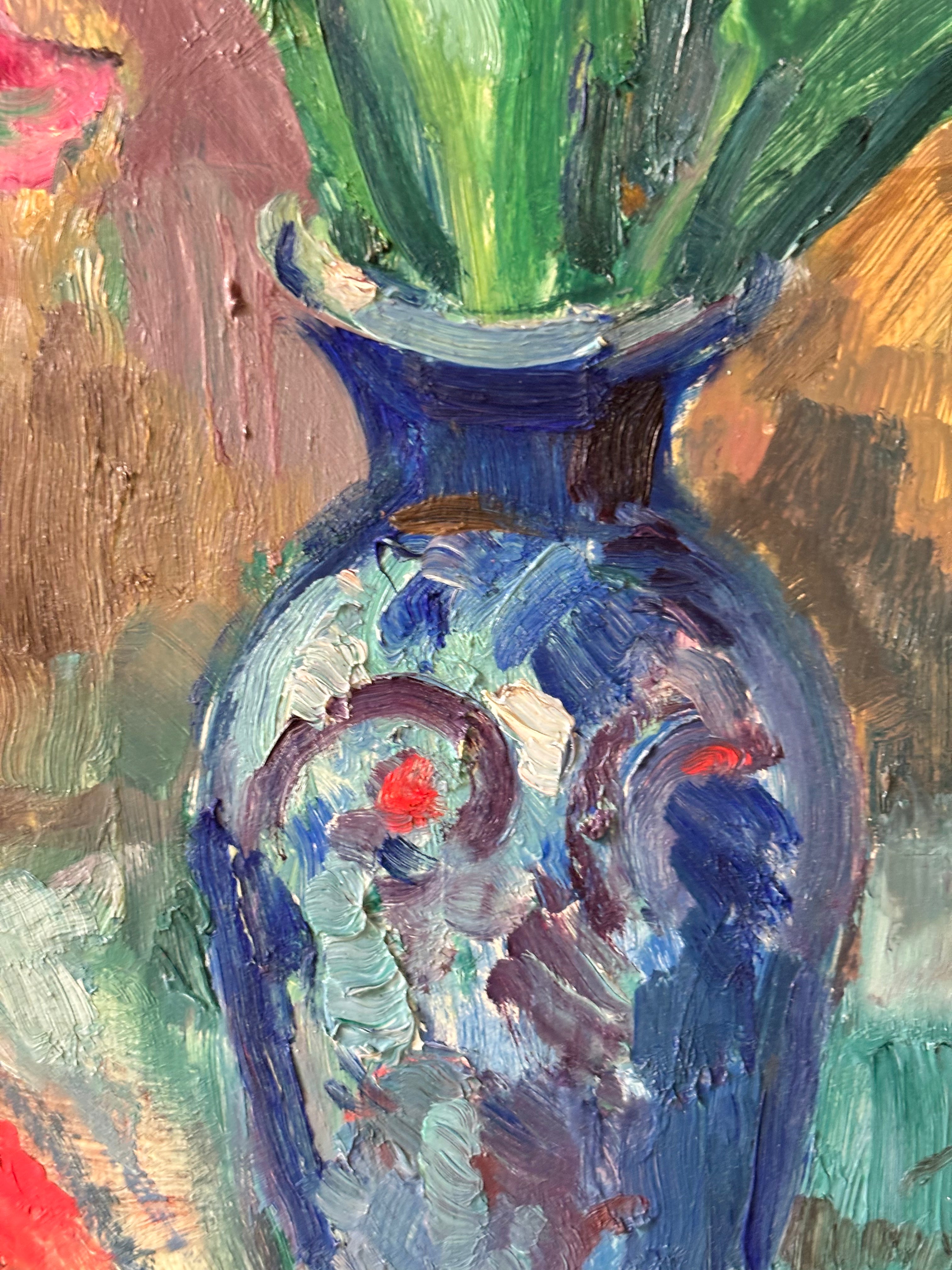 Tulips in a Blue Vase