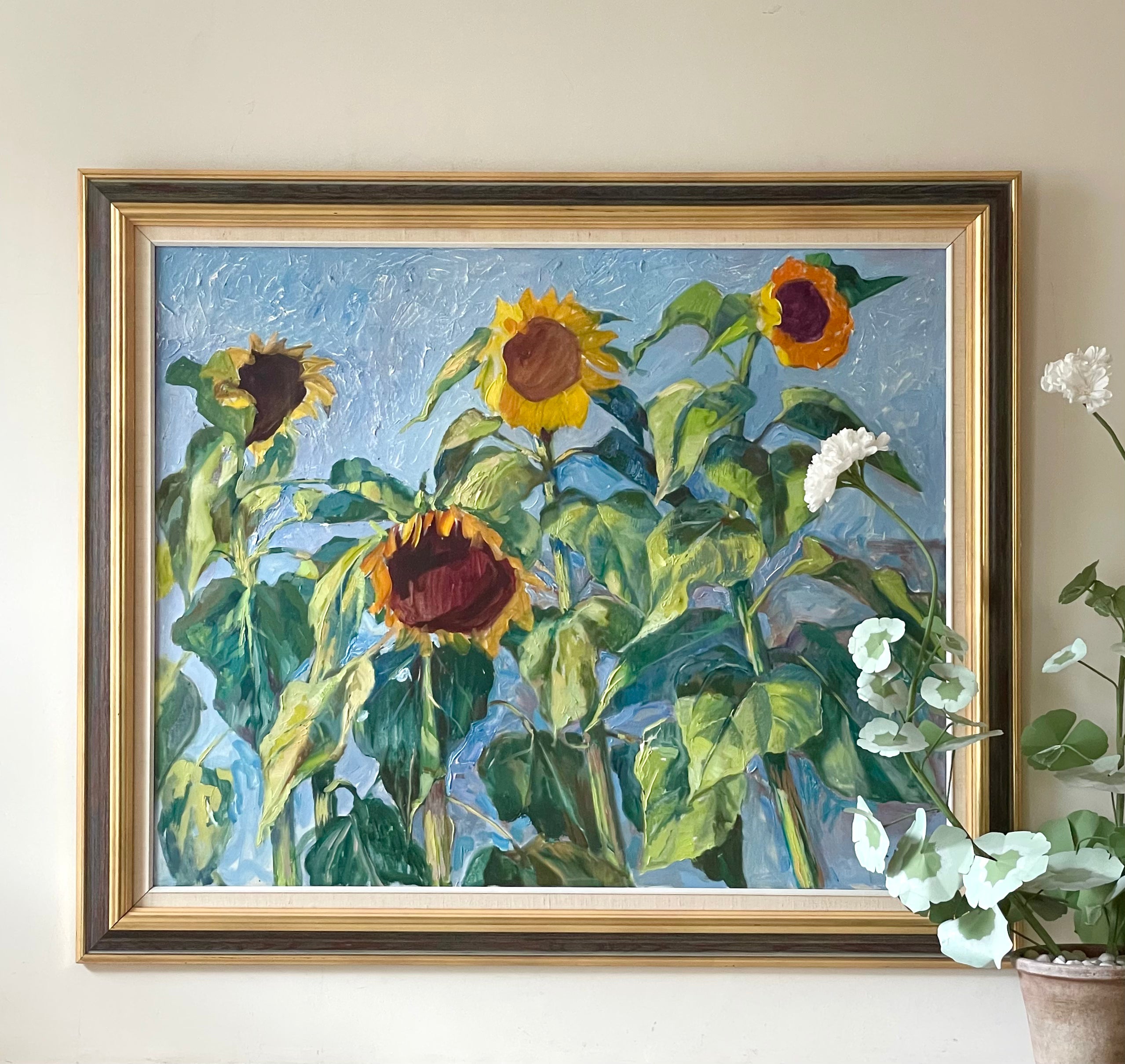 Sunflowers on Blue