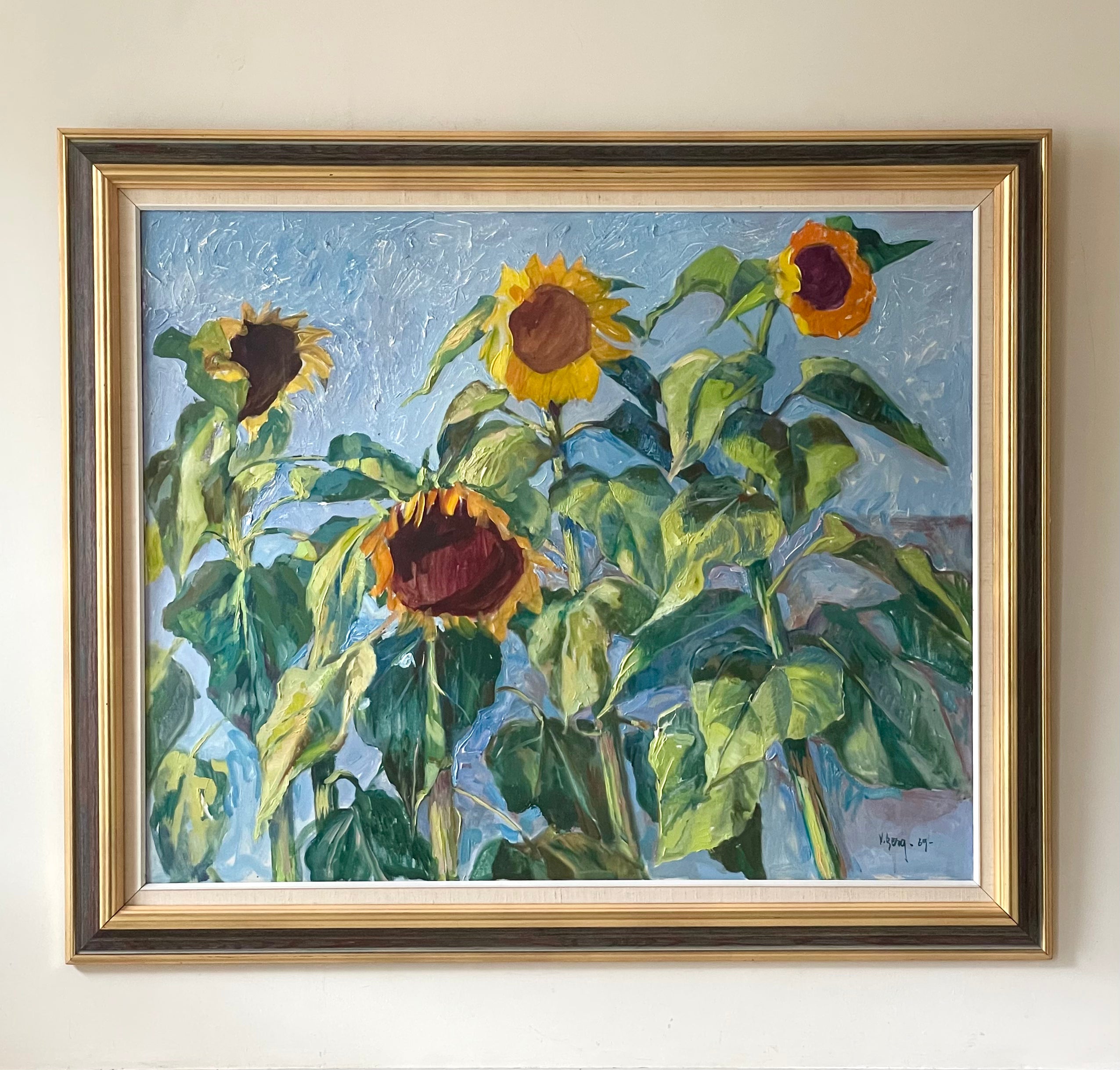 Sunflowers on Blue