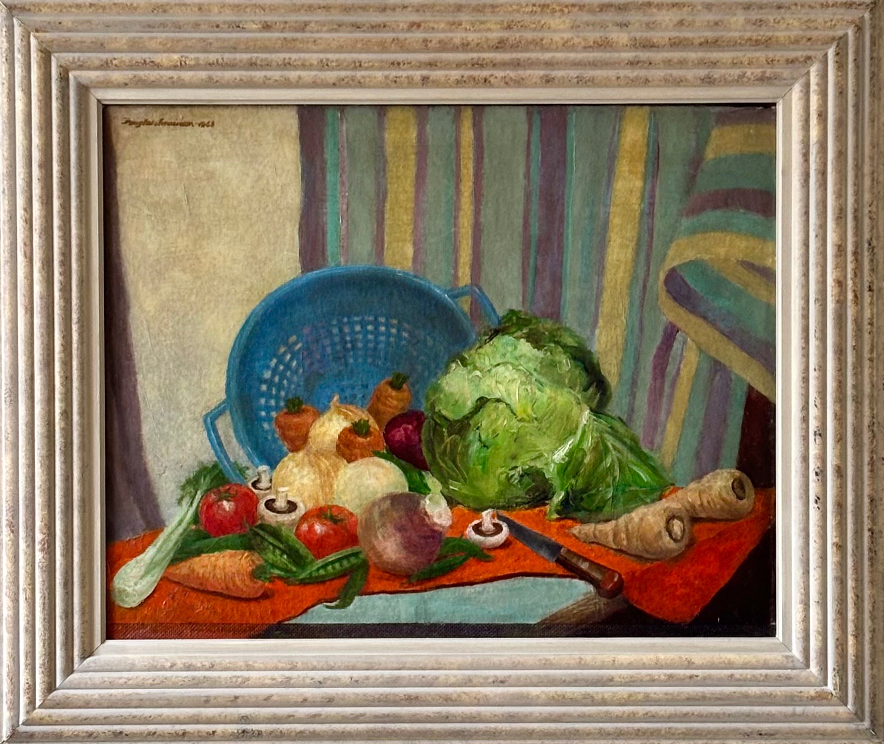 Vegetables with a Blue Colander