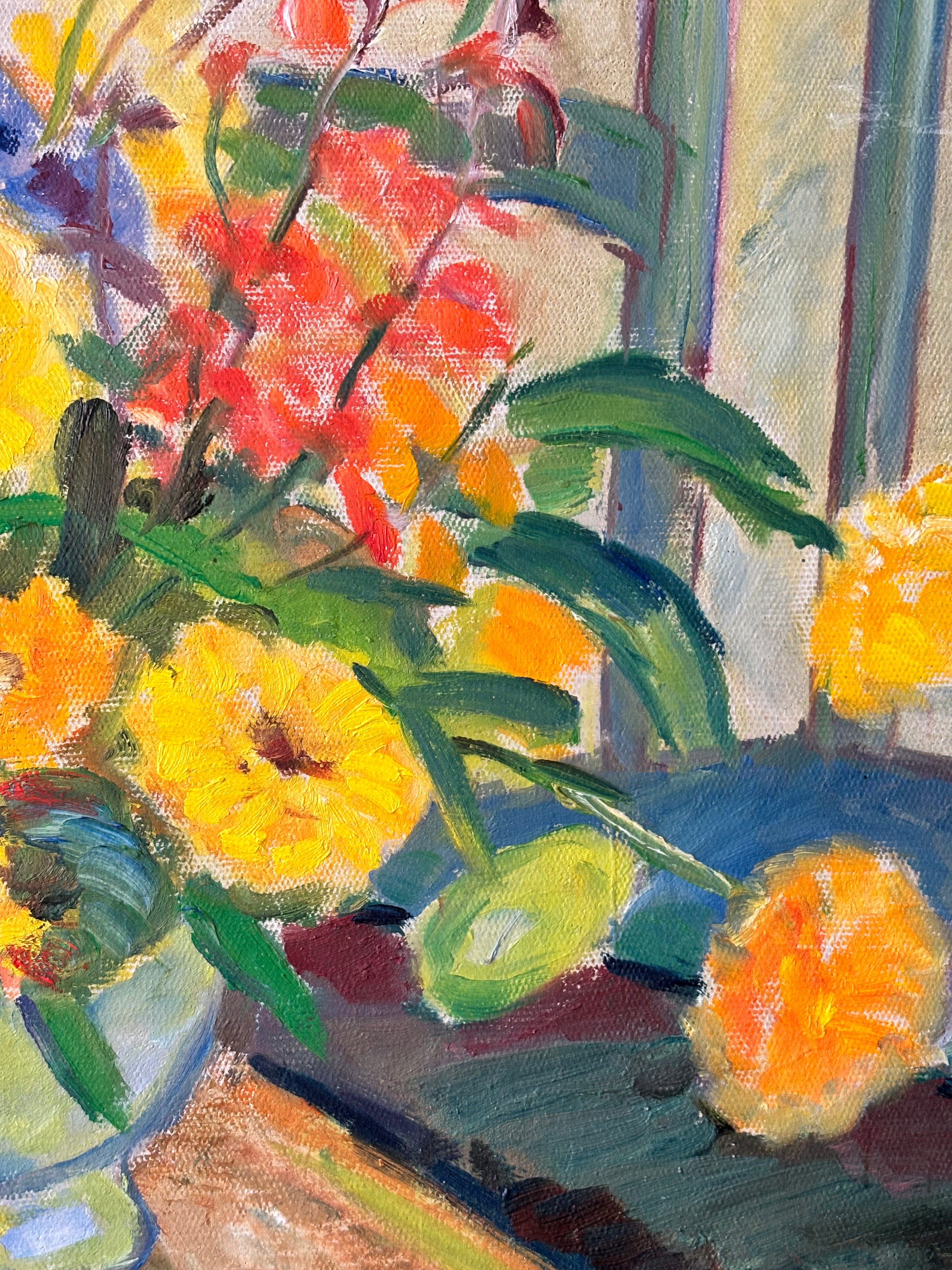 Summer Flowers in a Green Vase