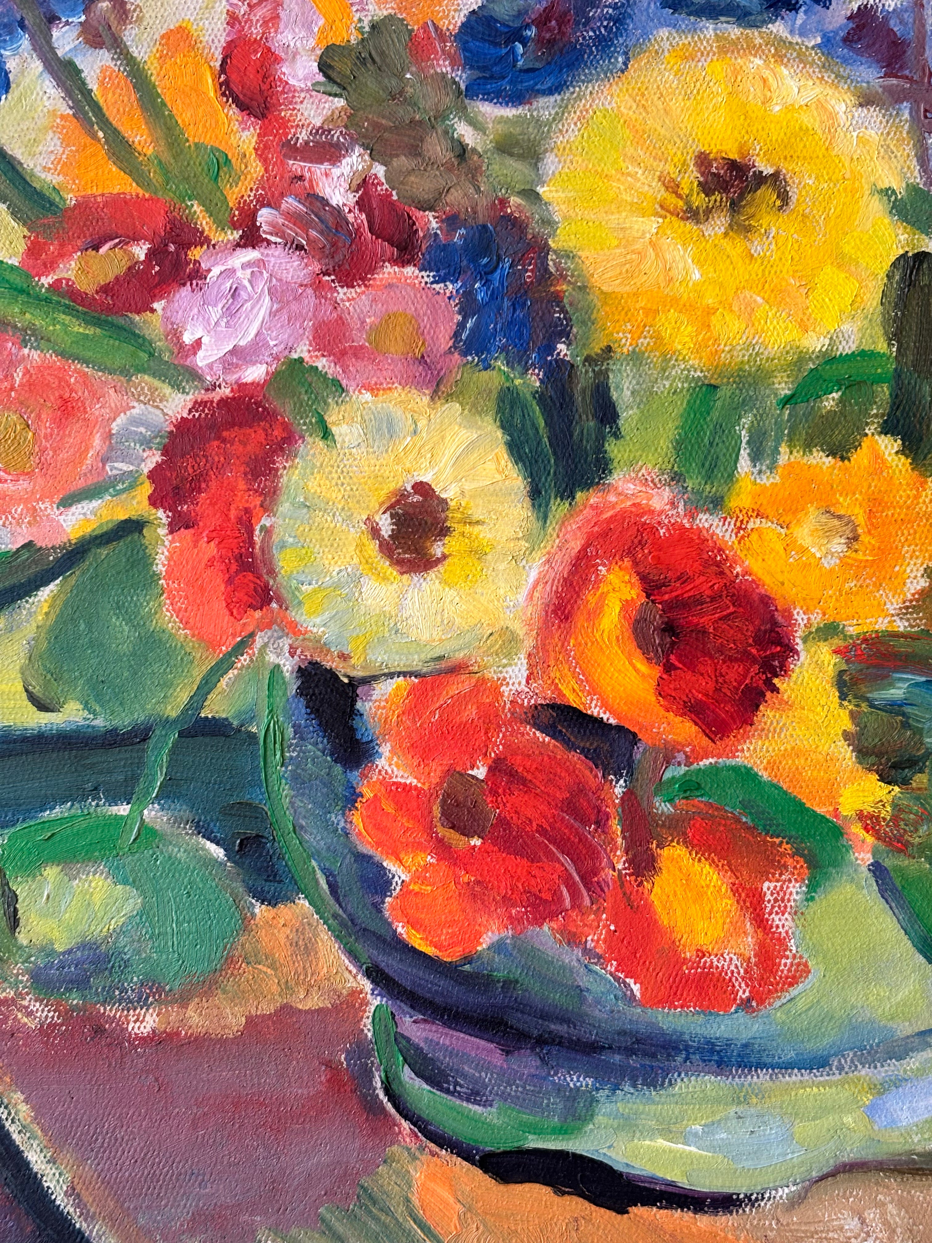 Summer Flowers in a Green Vase
