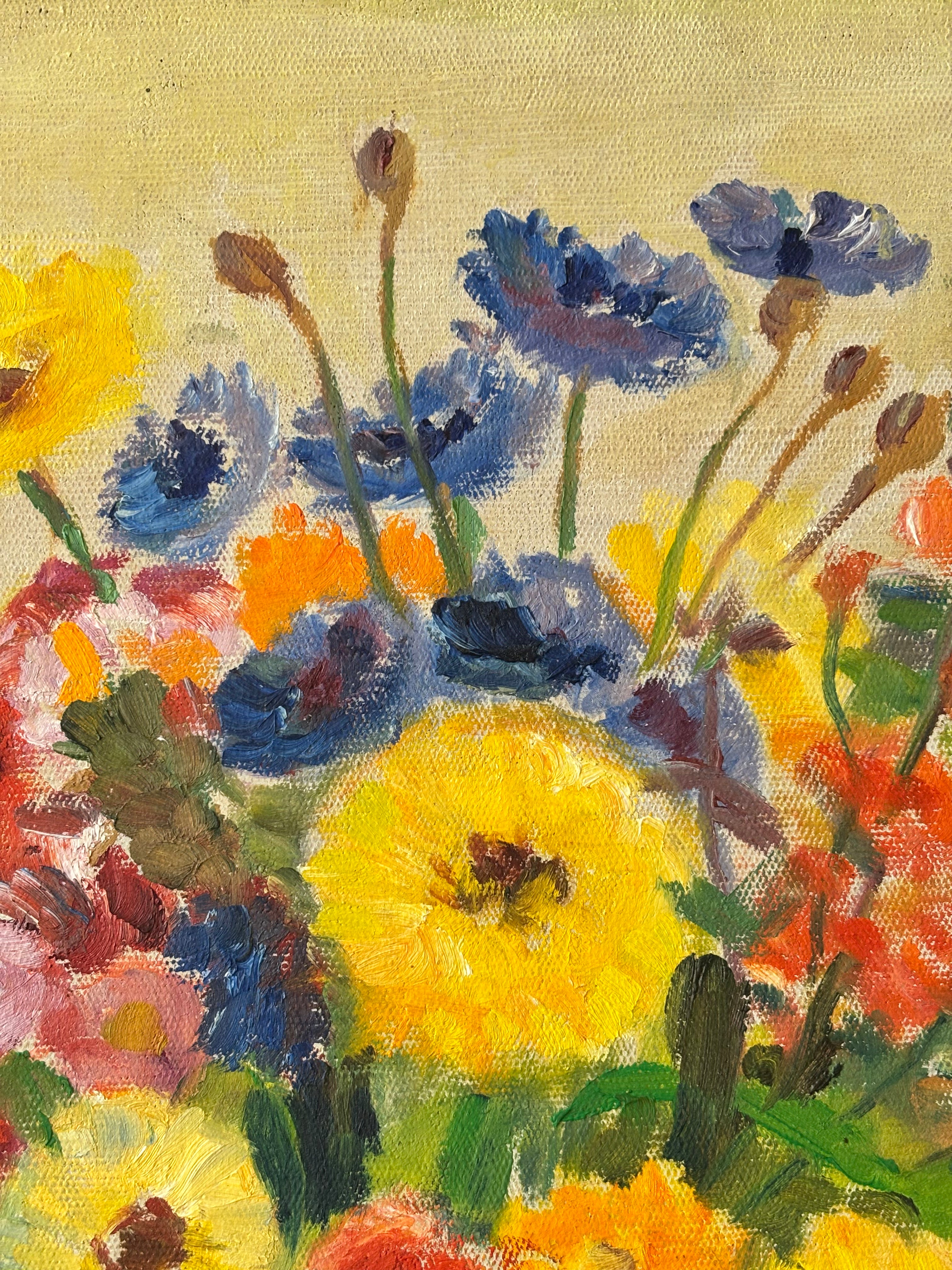 Summer Flowers in a Green Vase