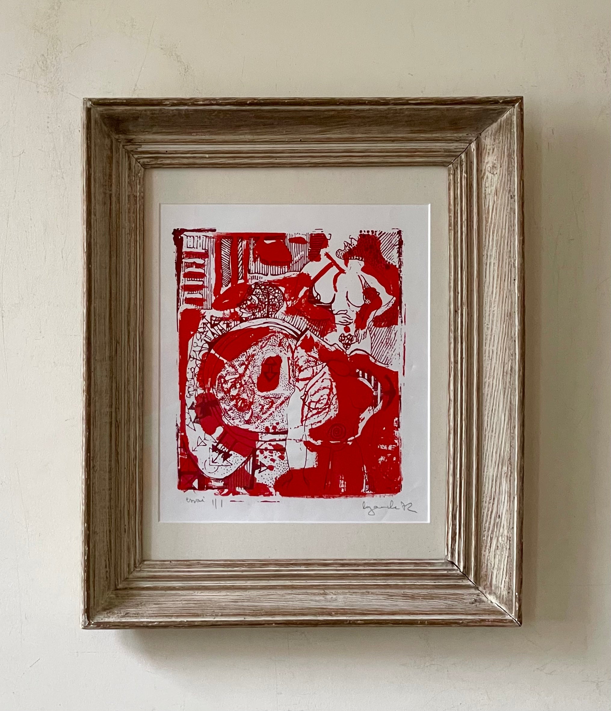 Red and White Abstract