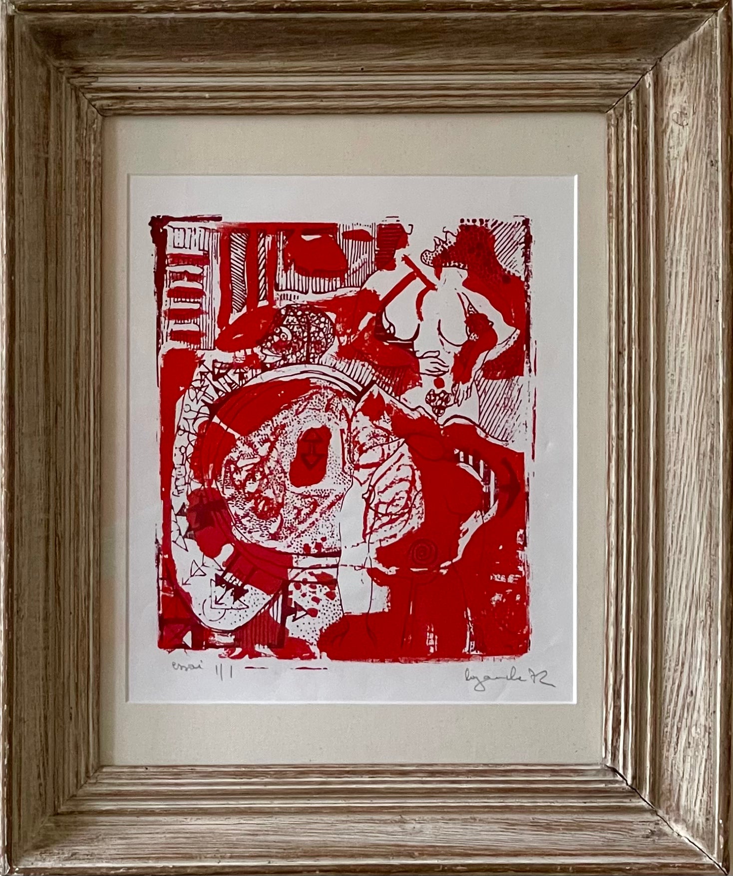 Red and White Abstract