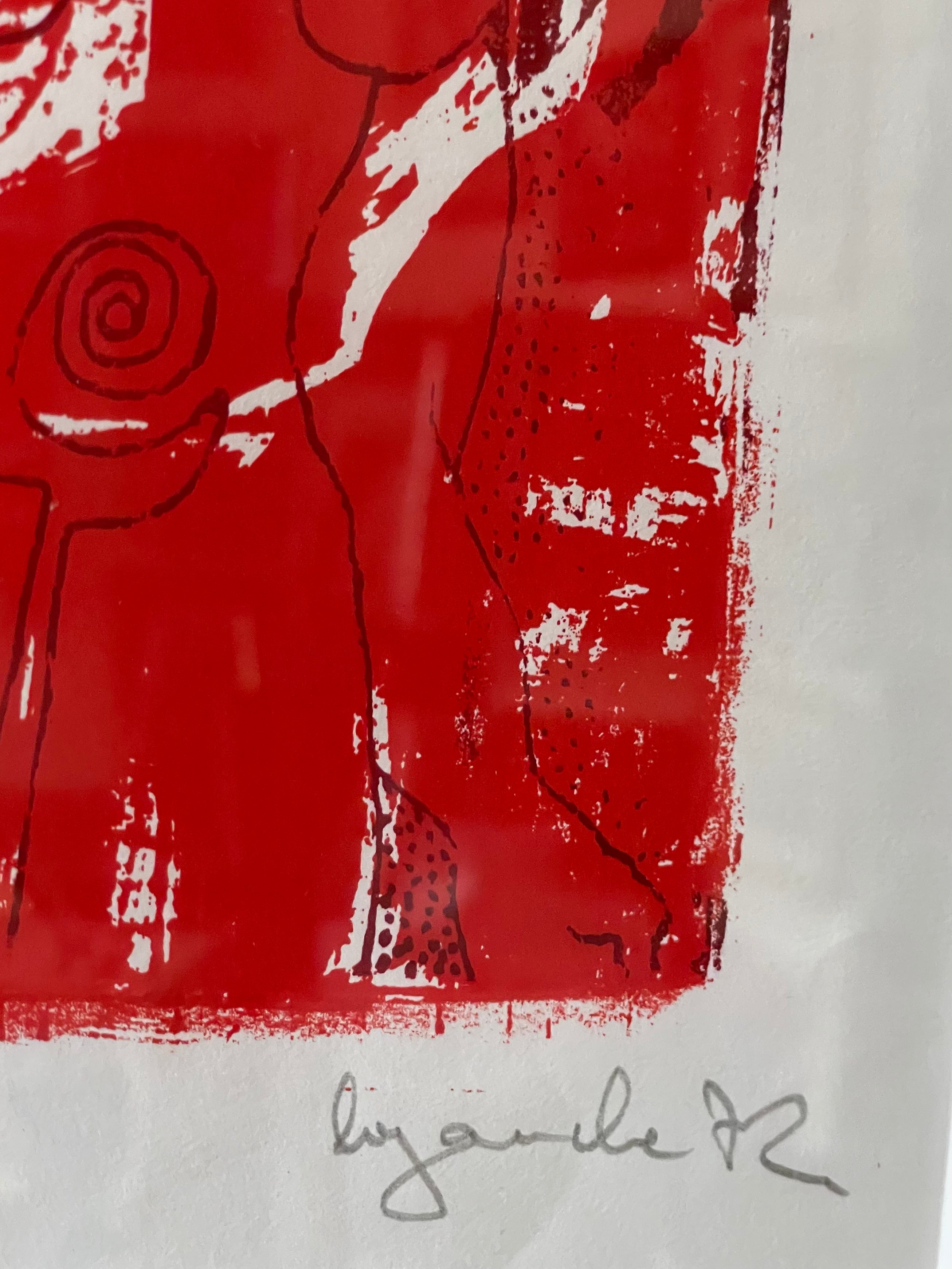 Red and White Abstract