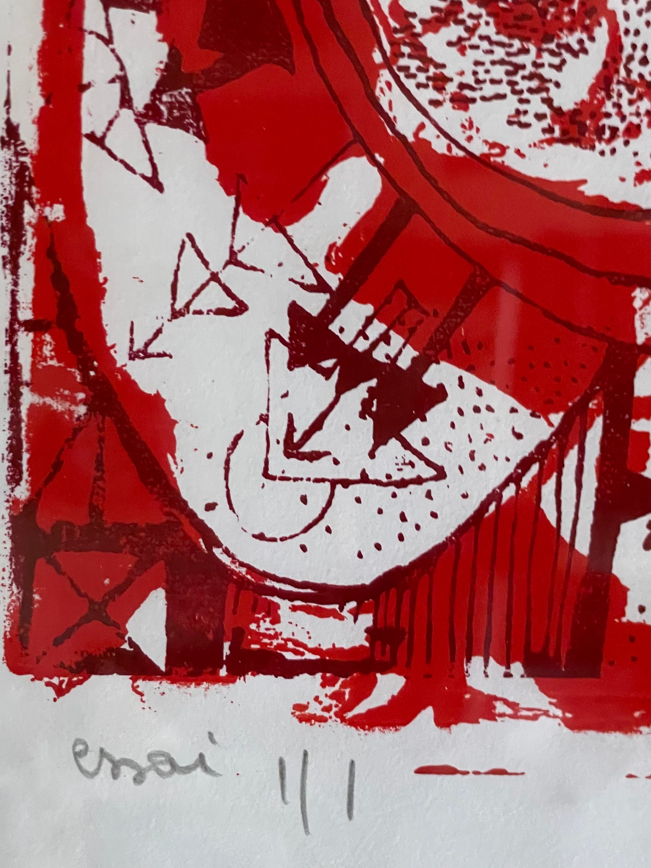 Red and White Abstract