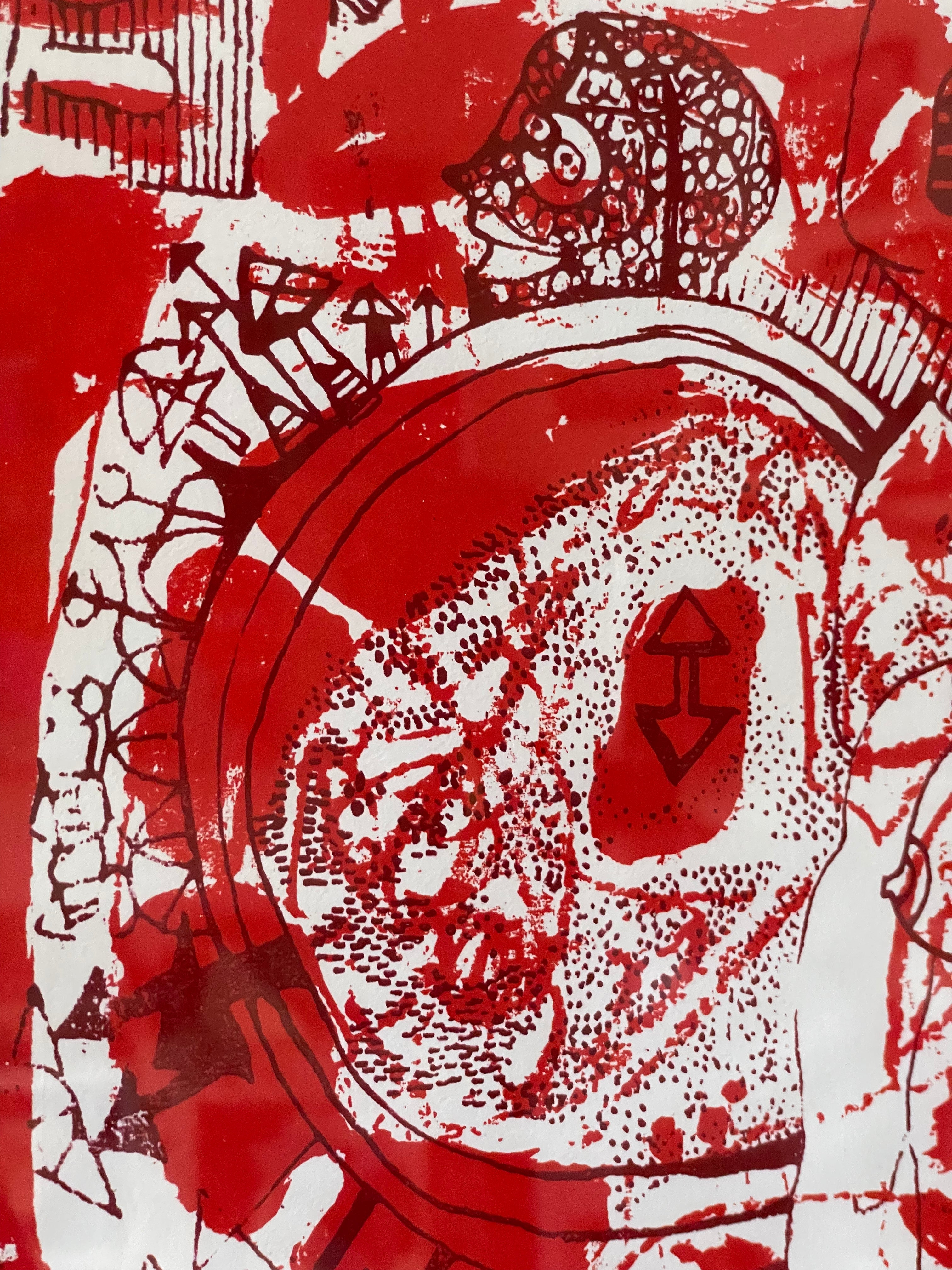 Red and White Abstract