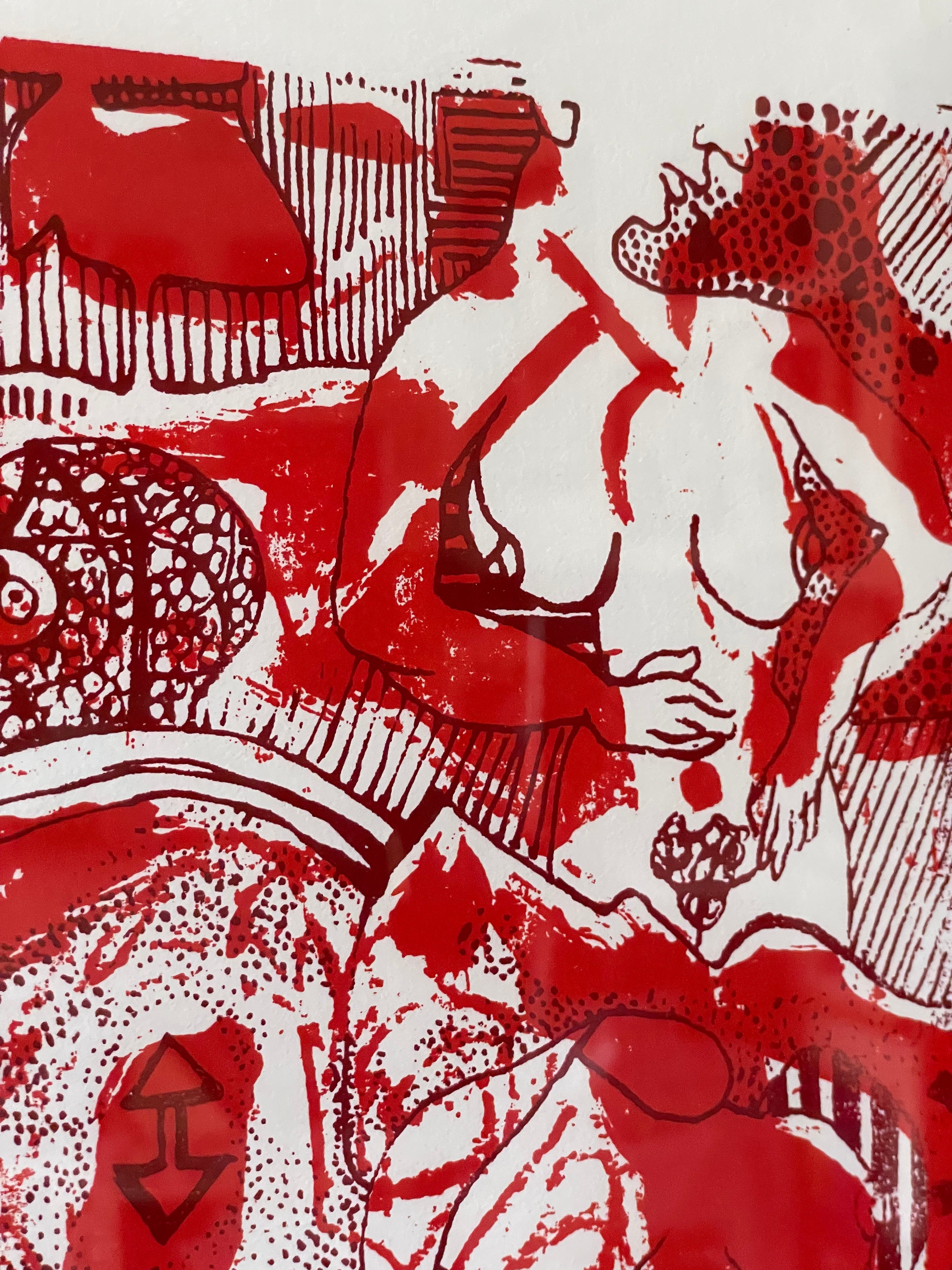 Red and White Abstract