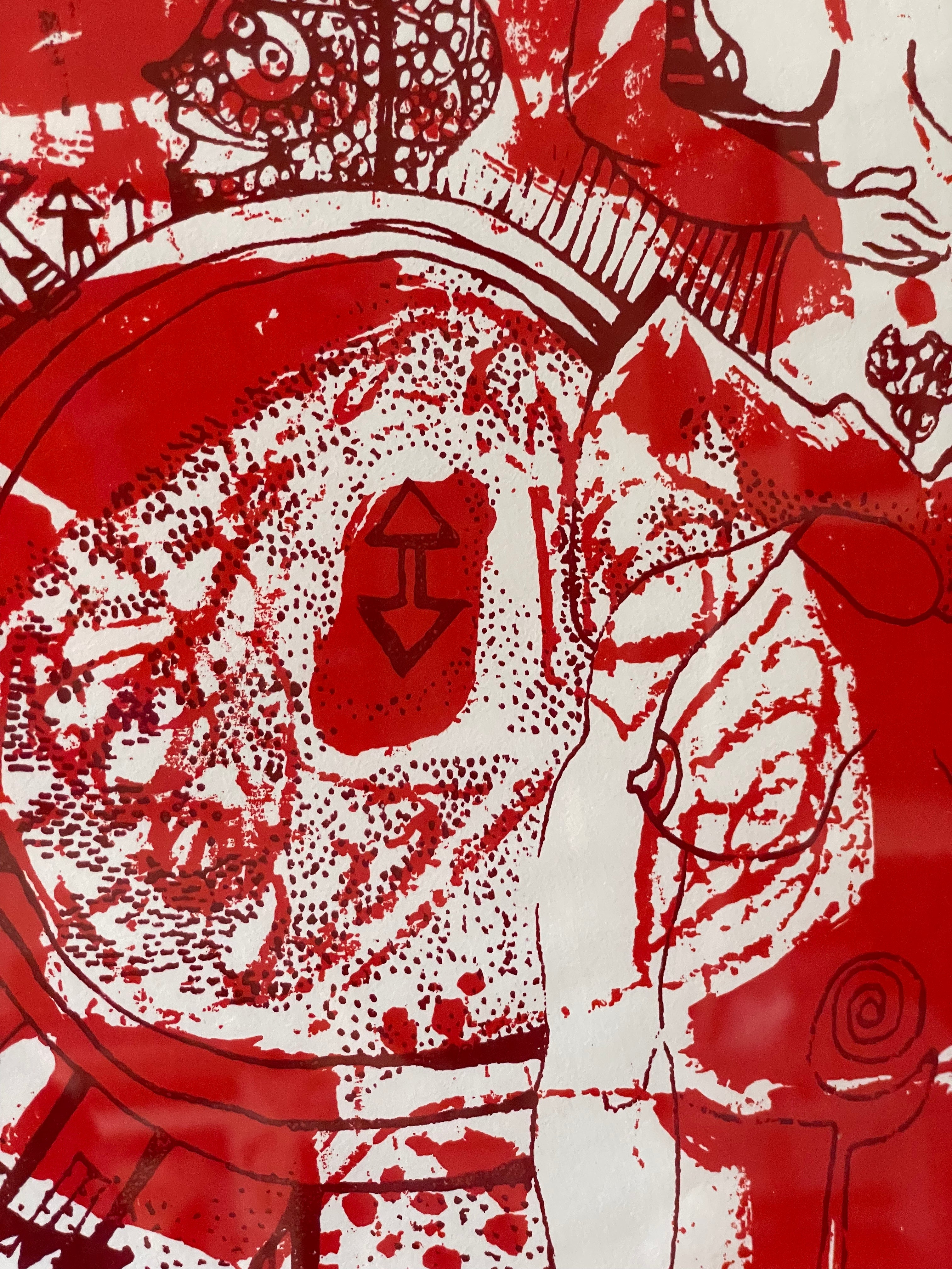 Red and White Abstract