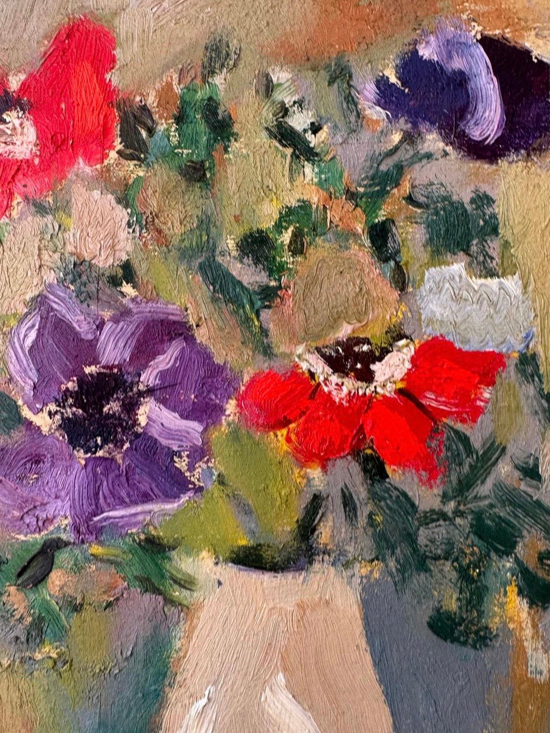 Anemones in a Ceramic Vase